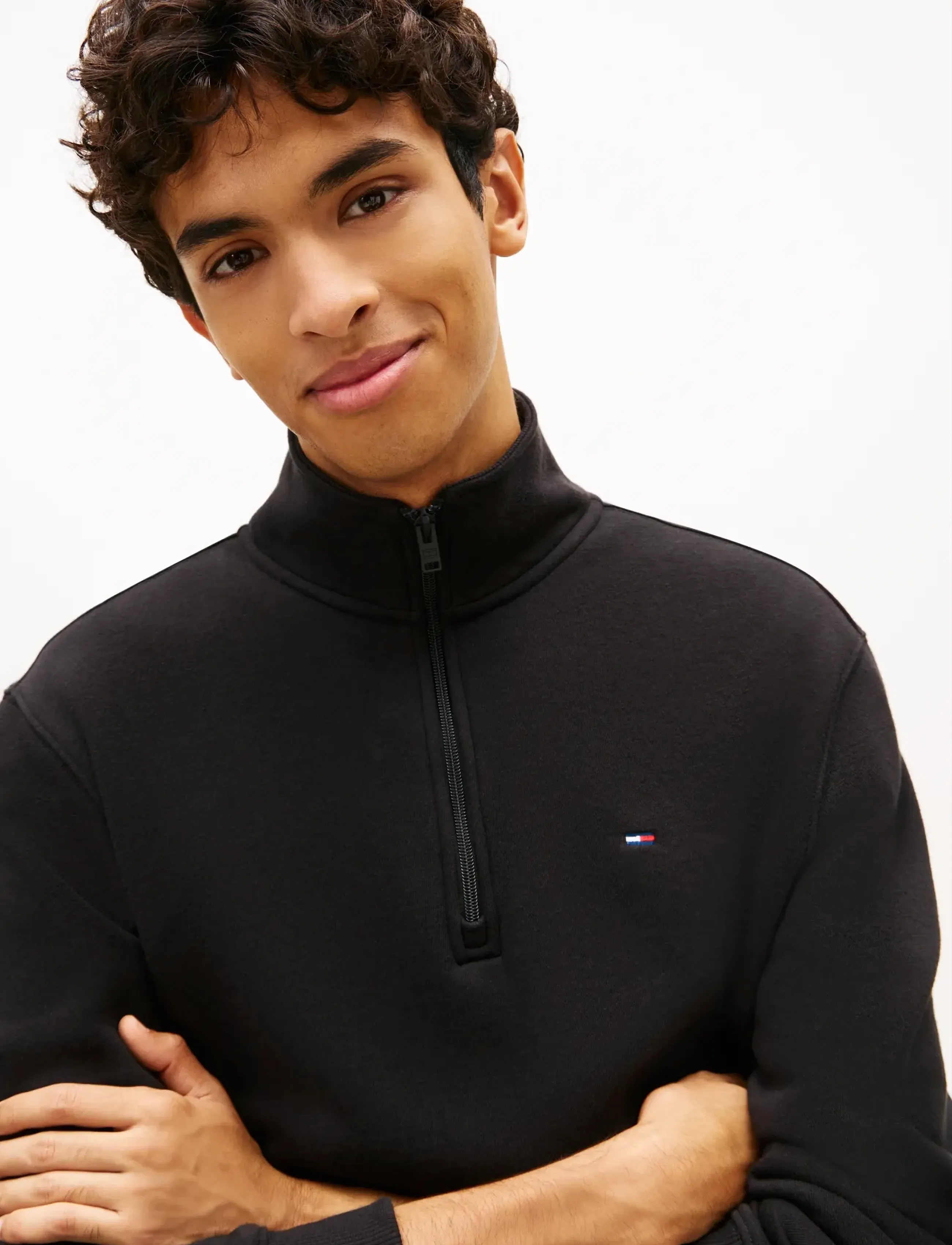 Tommy Jeans - TJM REG FLEECE 1/4ZIP MOCK NECK - teddy kampsunid - black - 5