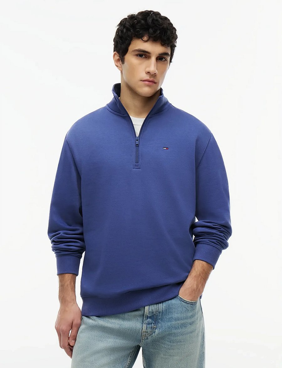 Tommy Jeans - TJM REG FLEECE QZ MOCK NCK EXT - fleecetrøjer - blue storm - 0
