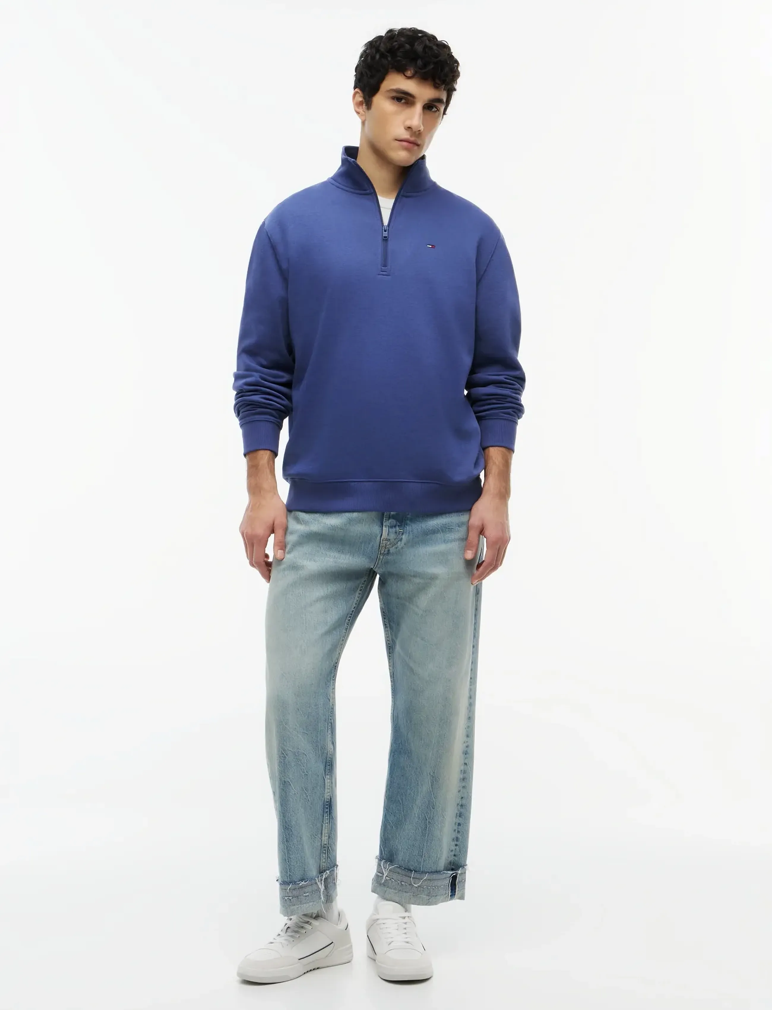Tommy Jeans - TJM REG FLEECE QZ MOCK NCK EXT - fleecetrøjer - blue storm - 4