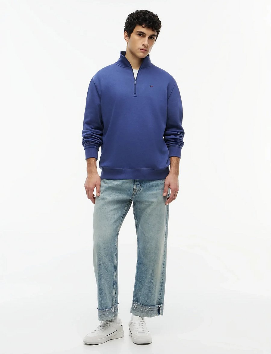Tommy Jeans - TJM REG FLEECE QZ MOCK NCK EXT - fleecetrøjer - blue storm - 4