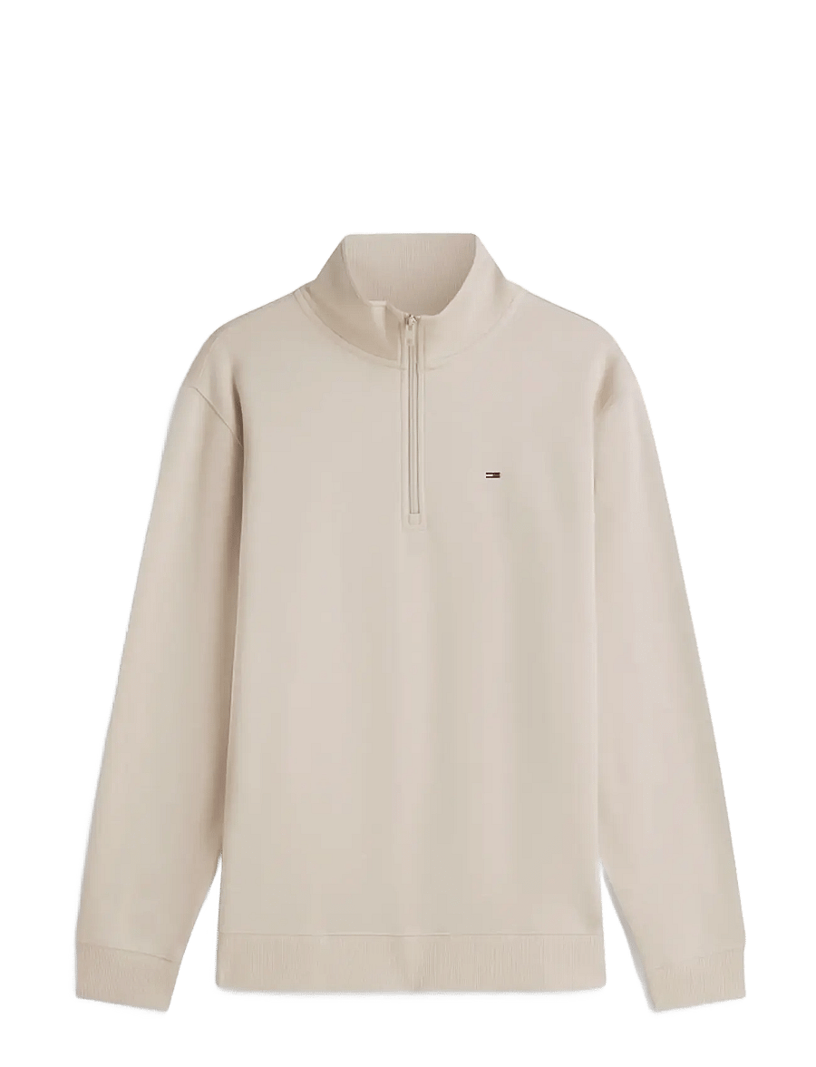 Tommy Jeans - TJM REG FLEECE 1/4ZIP MOCK EXT - fleecetrøjer - classic beige - 1
