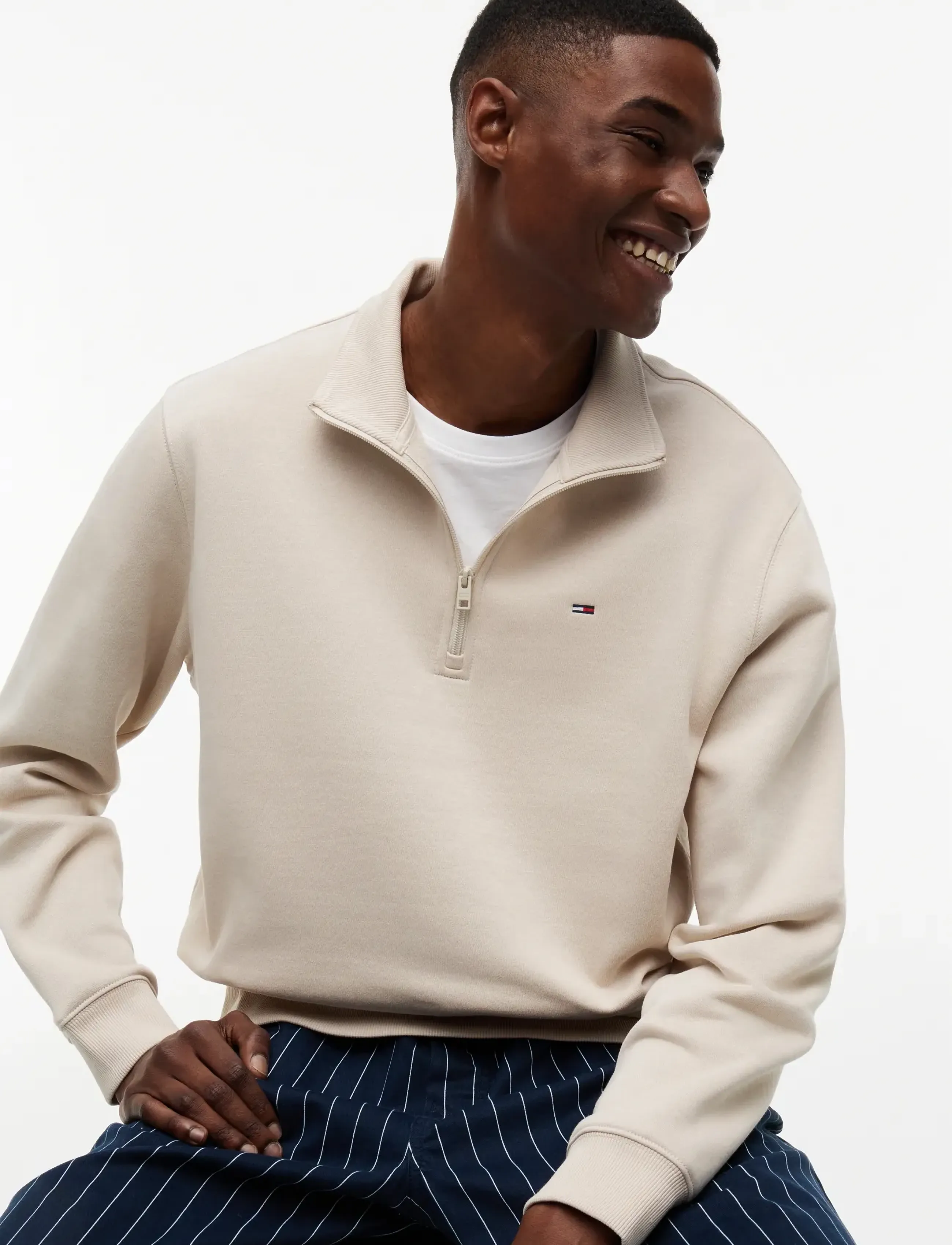 Tommy Jeans - TJM REG FLEECE 1/4ZIP MOCK EXT - fleecetrøjer - classic beige - 3