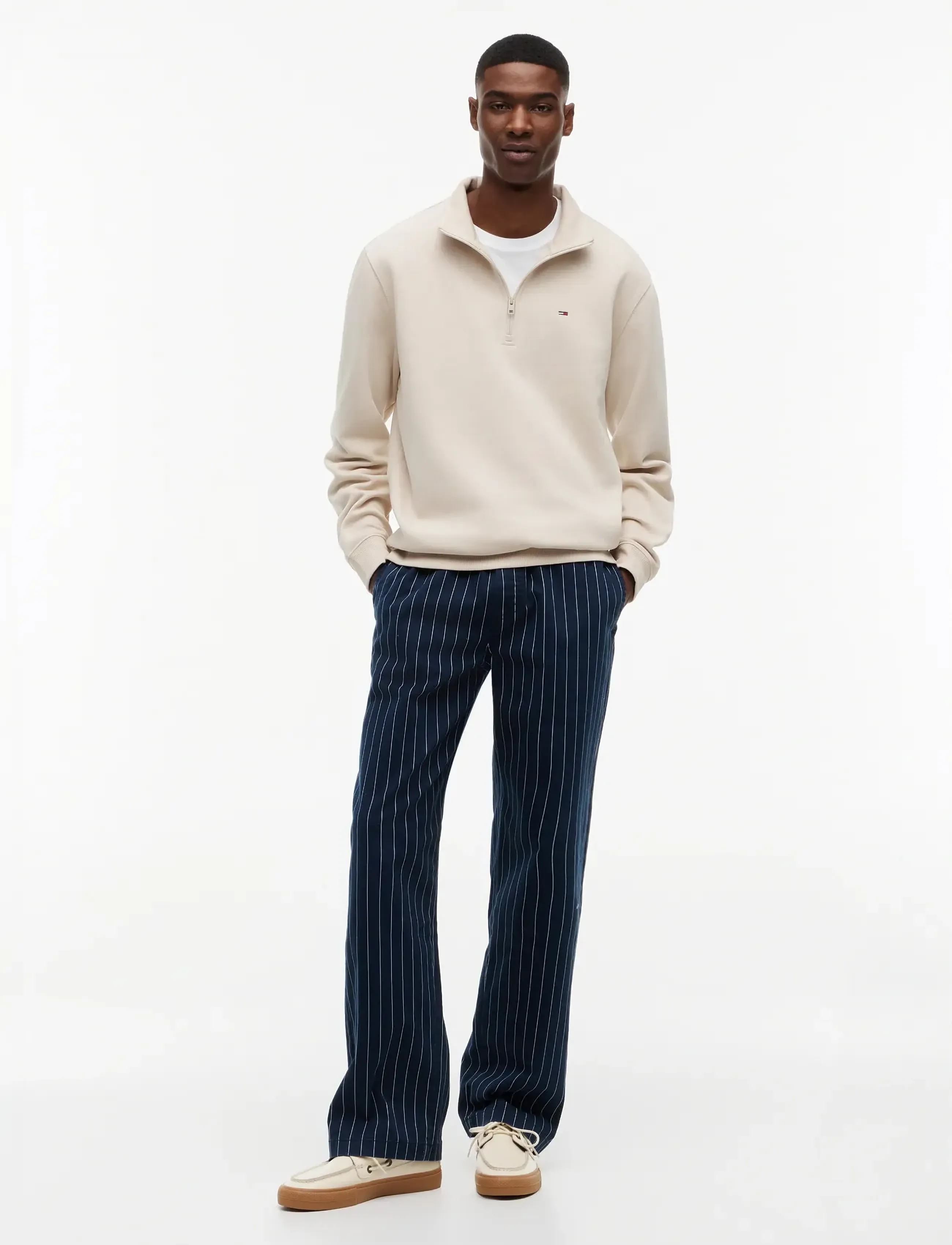 Tommy Jeans - TJM REG FLEECE 1/4ZIP MOCK EXT - fleecetrøjer - classic beige - 4