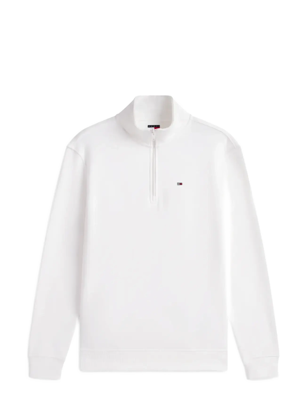 Tommy Jeans TJM REG FLEECE 1/4ZIP MOCK NECK - Strik - ECRU / white