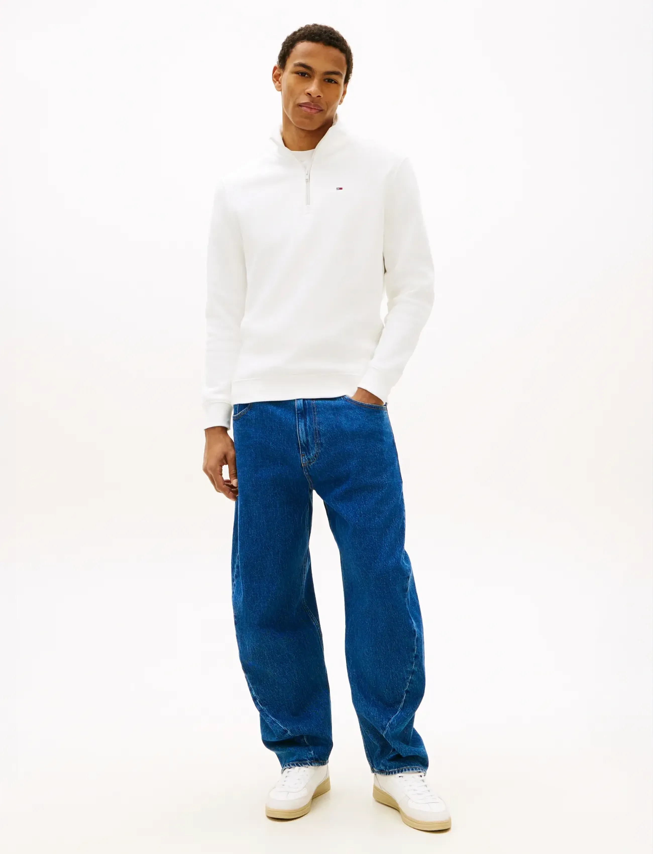Tommy Jeans - TJM REG FLEECE 1/4ZIP MOCK EXT - fleecetrøjer - ecru - 3