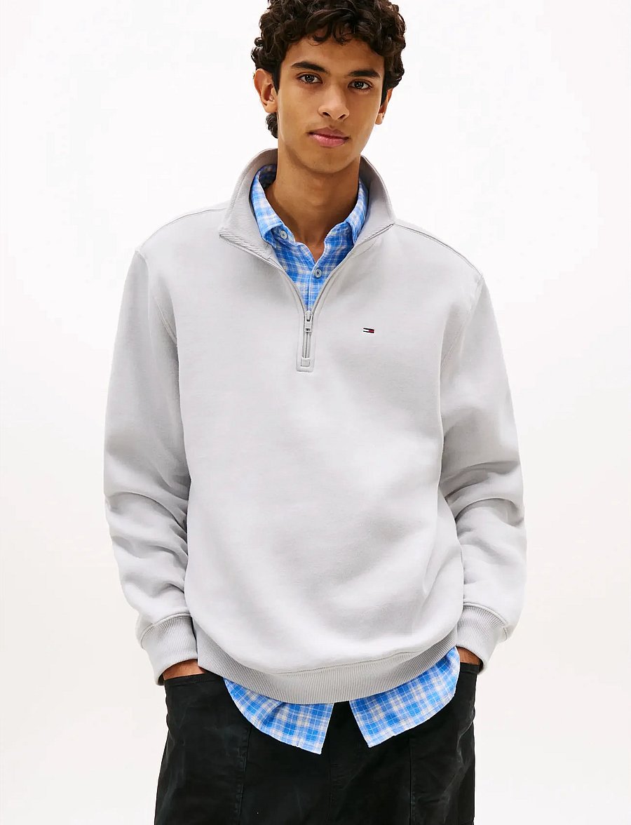 Tommy Jeans - TJM REG FLEECE QZ MOCK NCK EXT - fleecetrøjer - helium - 0