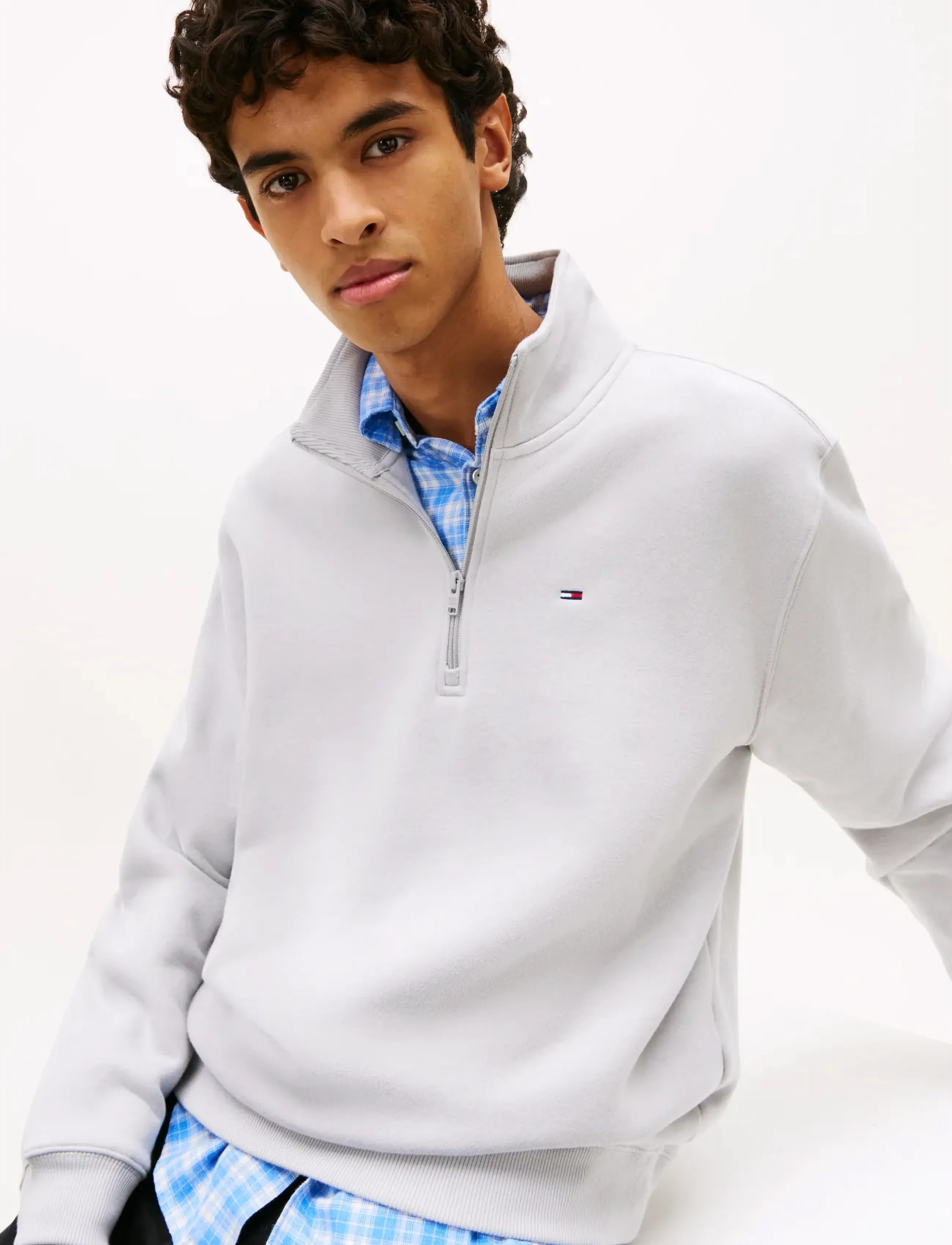 Tommy Jeans - TJM REG FLEECE QZ MOCK NCK EXT - fleecetrøjer - helium - 4