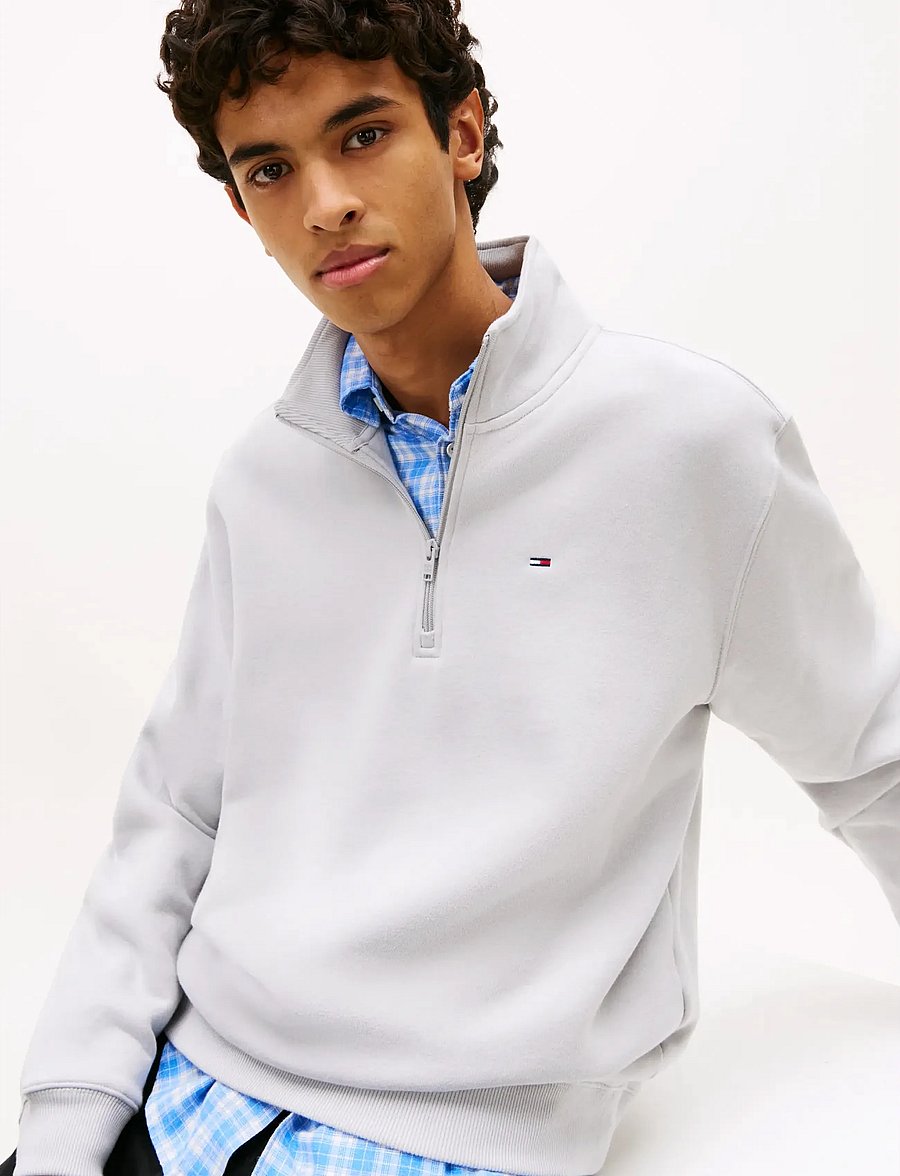 Tommy Jeans - TJM REG FLEECE QZ MOCK NCK EXT - fleecetrøjer - helium - 4