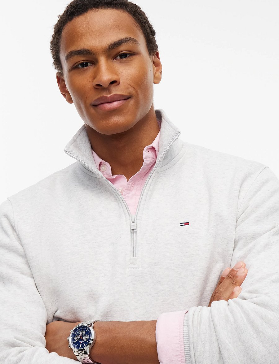 Tommy Jeans - TJM REG FLEECE 1/4ZIP MOCK EXT - fleecetrøjer - ice grey heather - 3