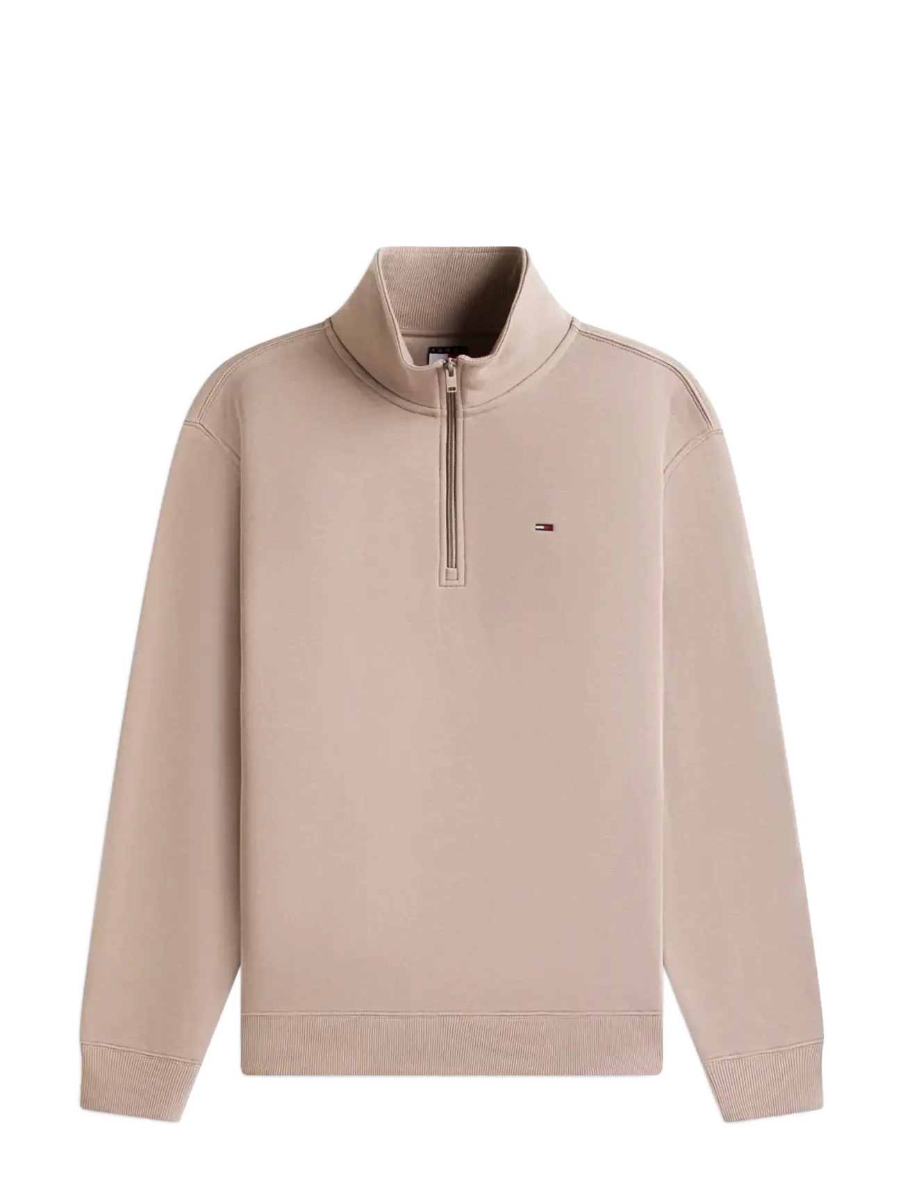 Tommy Jeans TJM REG FLEECE 1/4ZIP MOCK NECK - Strik - IVY MINK / beige