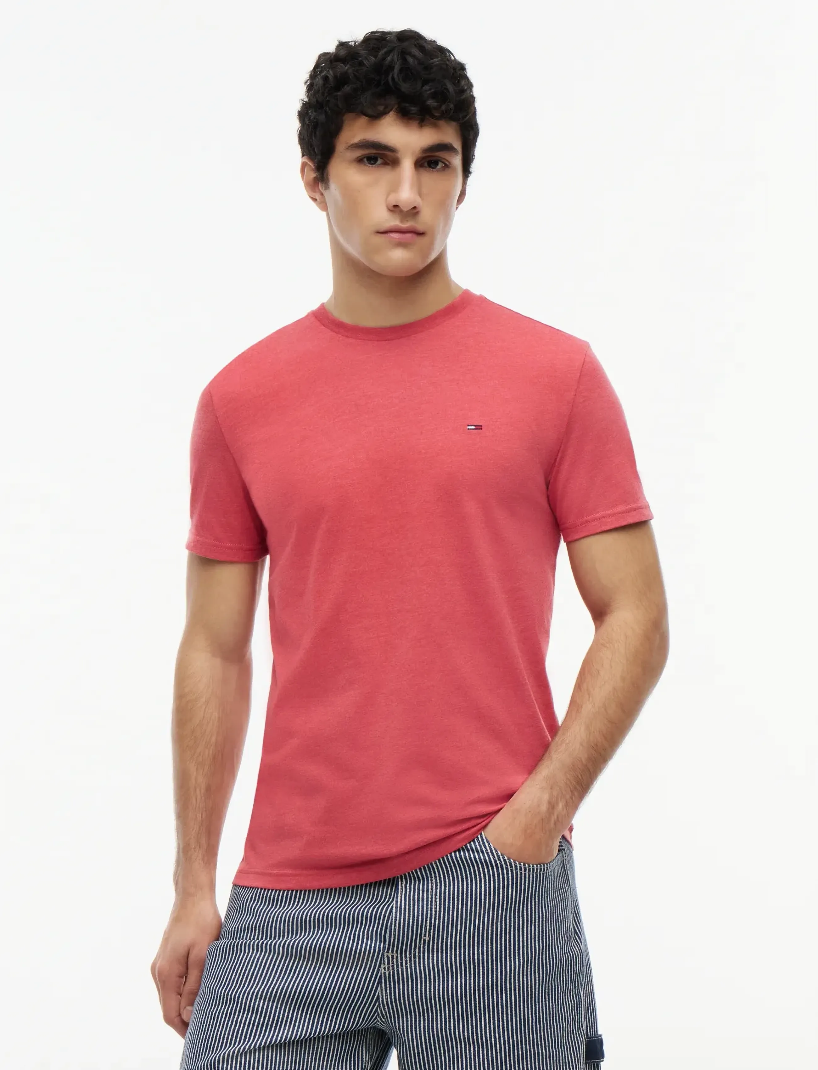 Tommy Jeans TJM XSLIM JASPE HTR TEE EXT - Tøj - ANTHEM RED / red