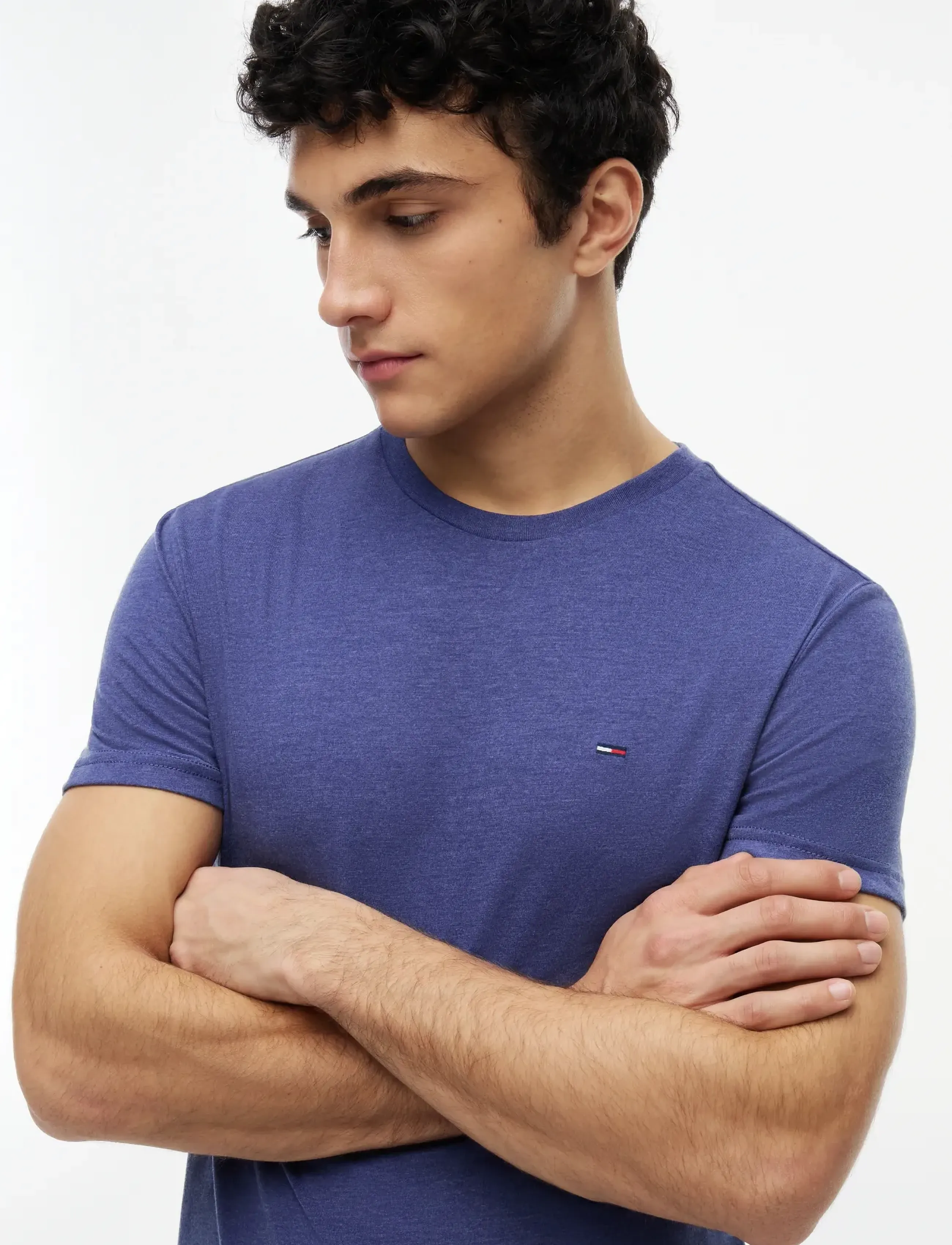 Tommy Jeans - TJM XSLIM JASPE HTR TEE EXT - kortærmede t-shirts - blue storm - 3