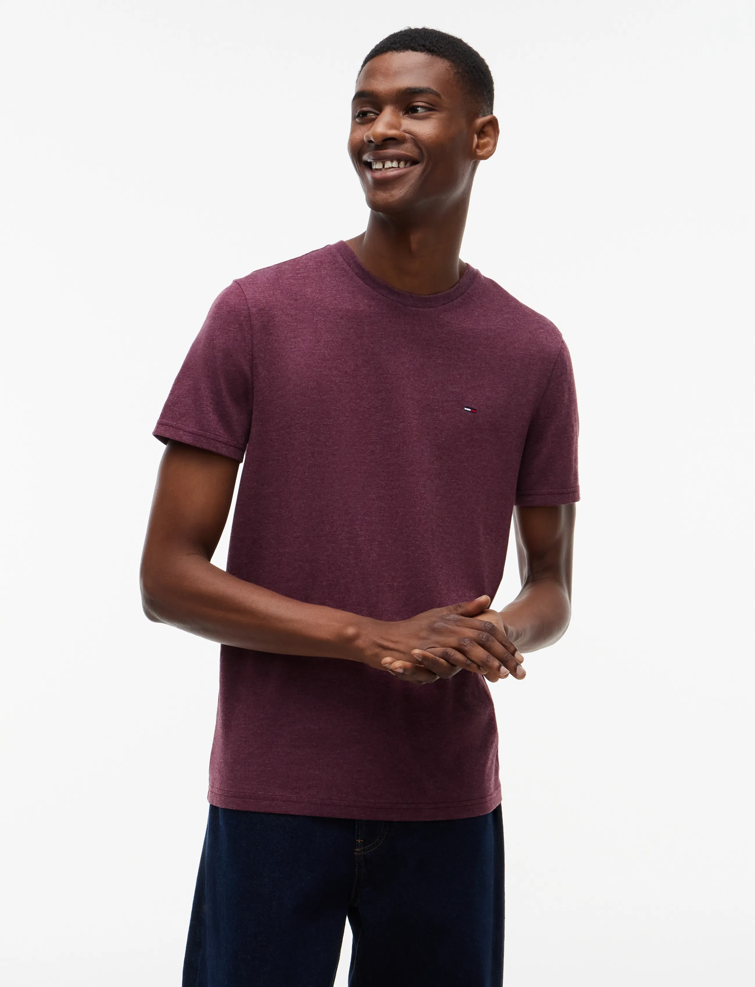 Tommy Jeans TJM XSLIM JASPE HTR TEE EXT - Kleidung - CALYPSO BERRY HTR / burgundy