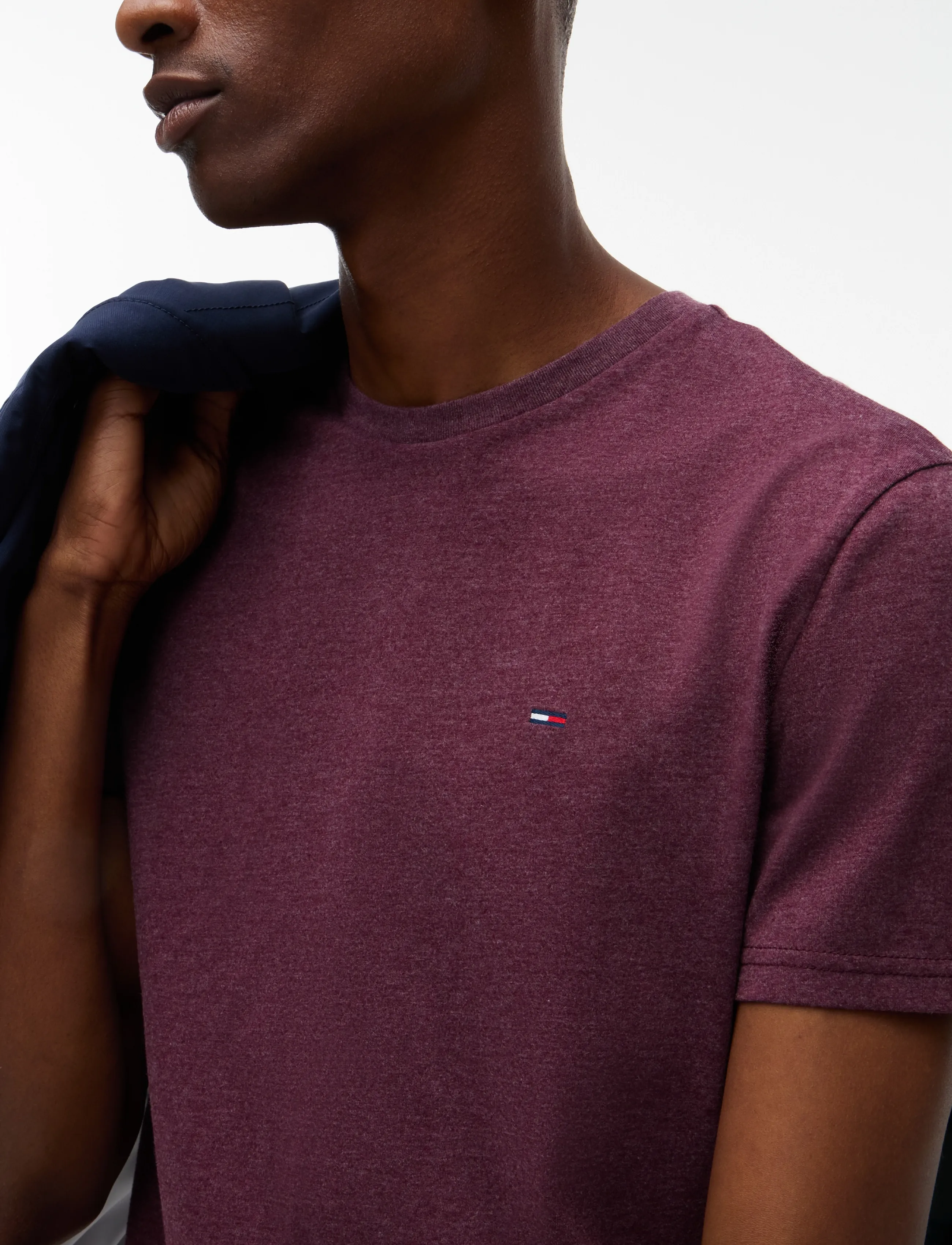 Tommy Jeans - TJM XSLIM JASPE HTR TEE EXT - kurzärmelige t-shirts - calypso berry htr - 3