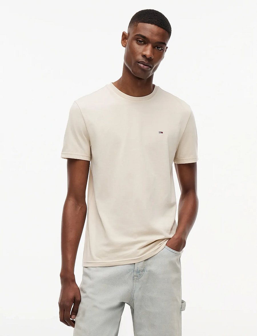 Tommy Jeans - TJM XSLIM JASPE HTR TEE EXT - lühikeste varrukatega t-särgid - classic beige - 0
