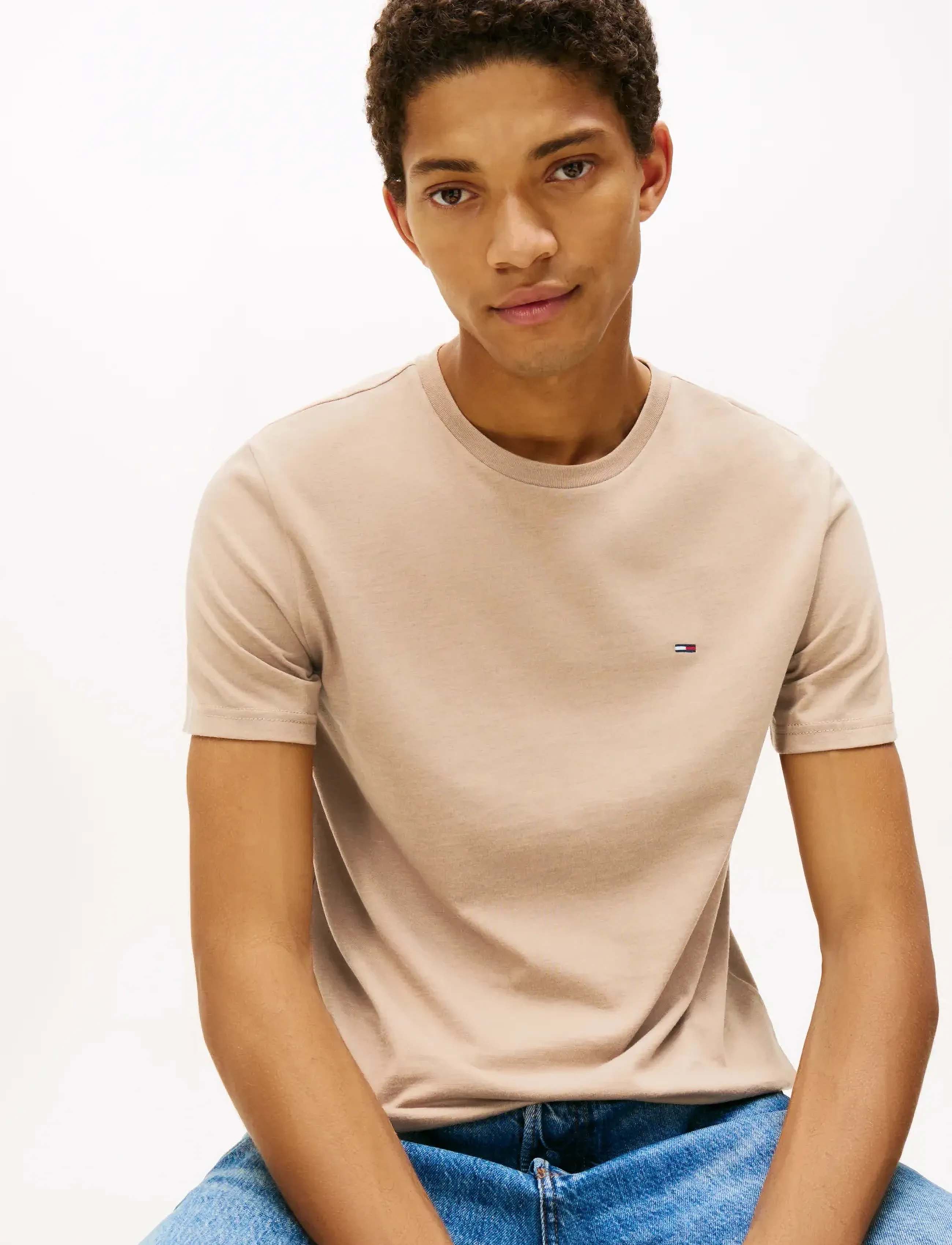 Tommy Jeans - TJM XSLIM JASPE HTR TEE EXT - kortærmede t-shirts - coastal taupe htr - 4