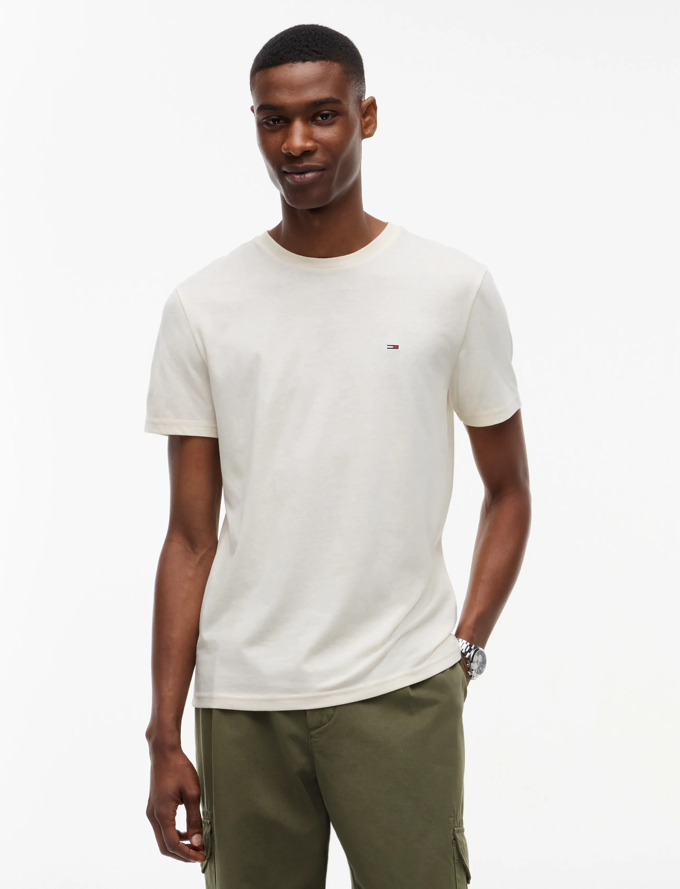 Tommy Jeans Tjm Xslim Jaspe Htr Tee Ext, XL, T-shirts, Creme - Short-sleeved, Männerswear