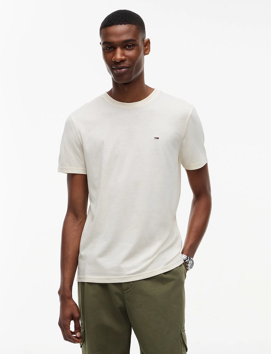 Tommy Jeans - TJM XSLIM JASPE HTR TEE EXT - kurzärmelige t-shirts - cream htr - 0