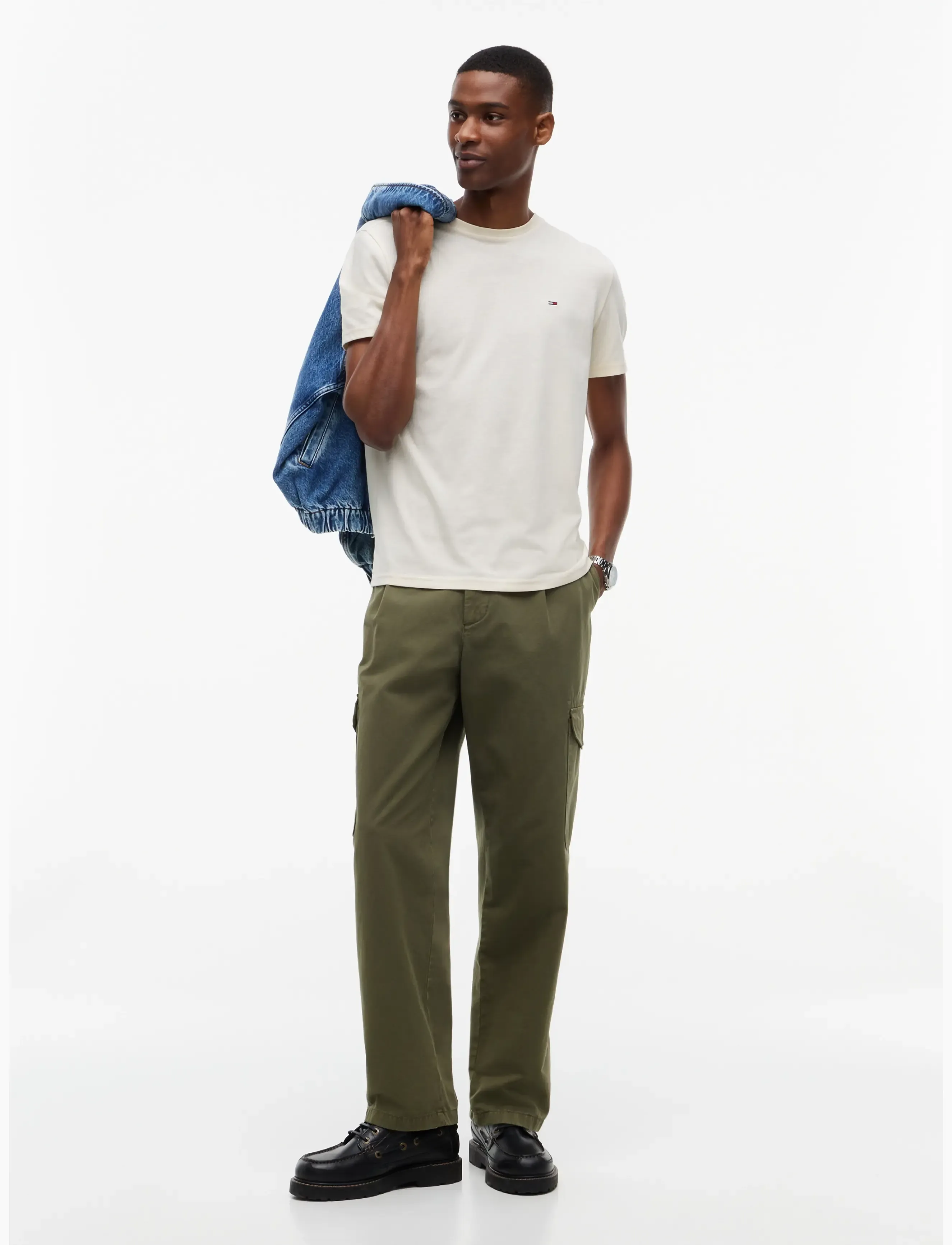 Tommy Jeans - TJM XSLIM JASPE HTR TEE EXT - kortærmede t-shirts - cream htr - 4