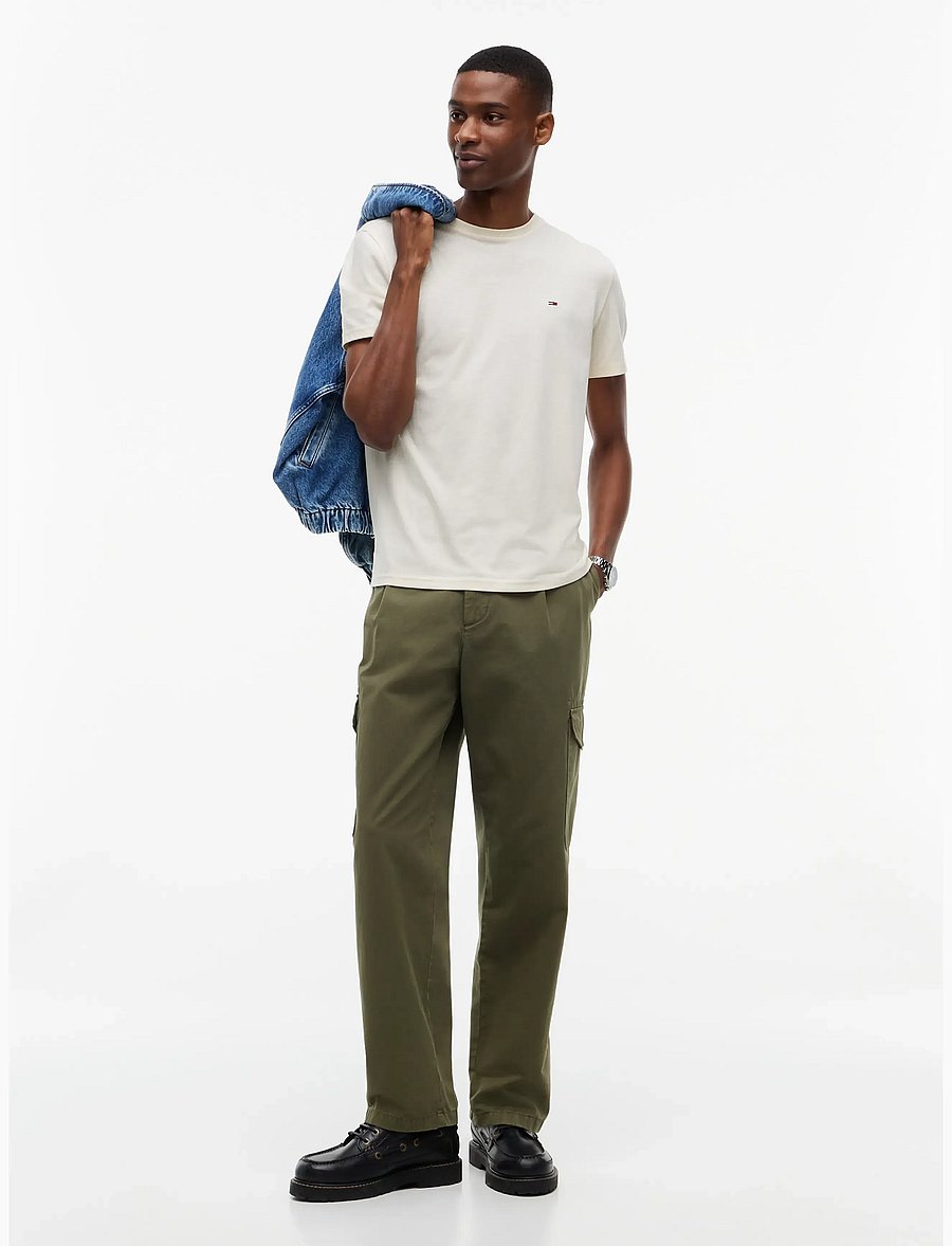 Tommy Jeans - TJM XSLIM JASPE HTR TEE EXT - kurzärmelige t-shirts - cream htr - 4