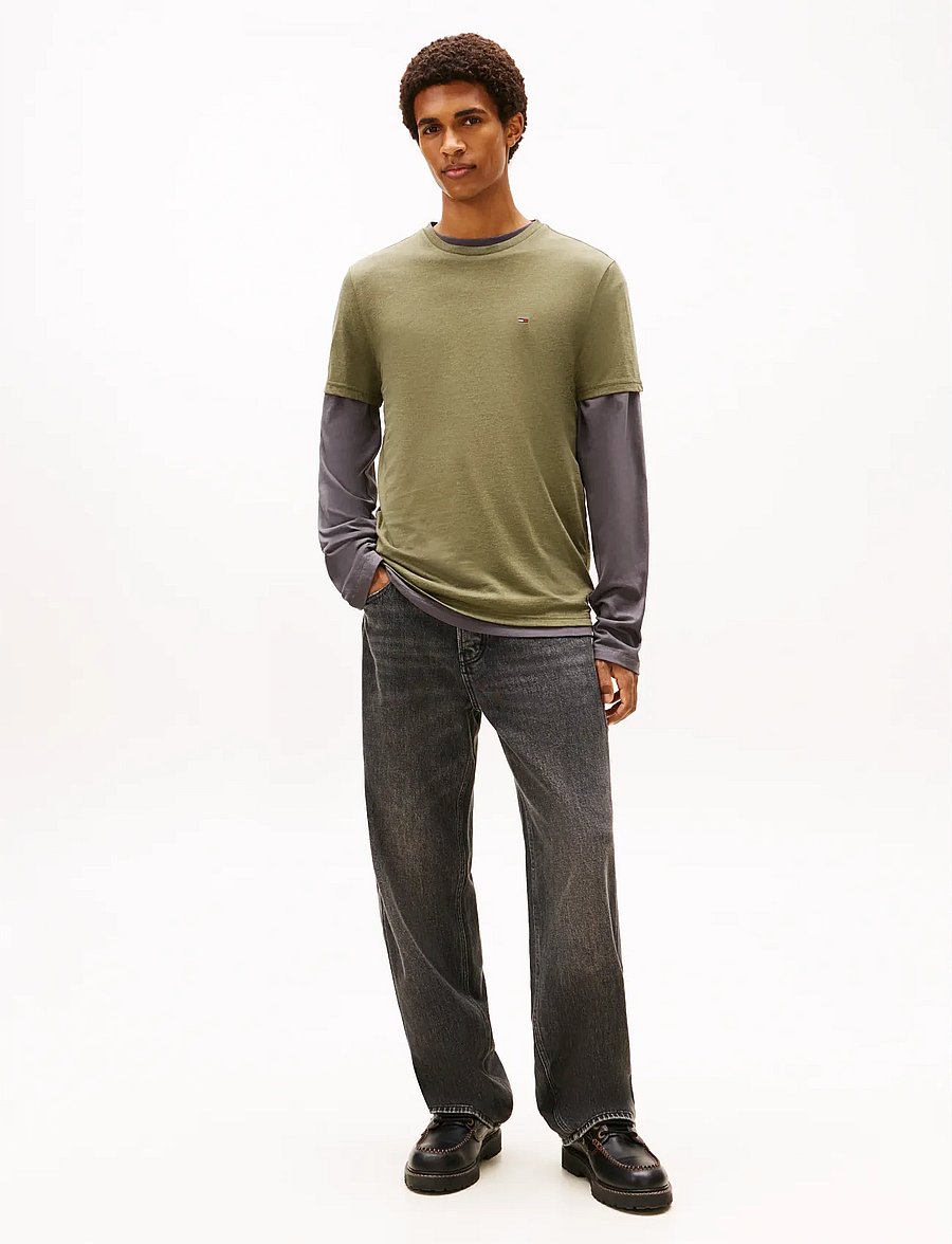 Tommy Jeans - TJM XSLIM JASPE HTR TEE EXT - kurzärmelige t-shirts - dark greenery htr - 2