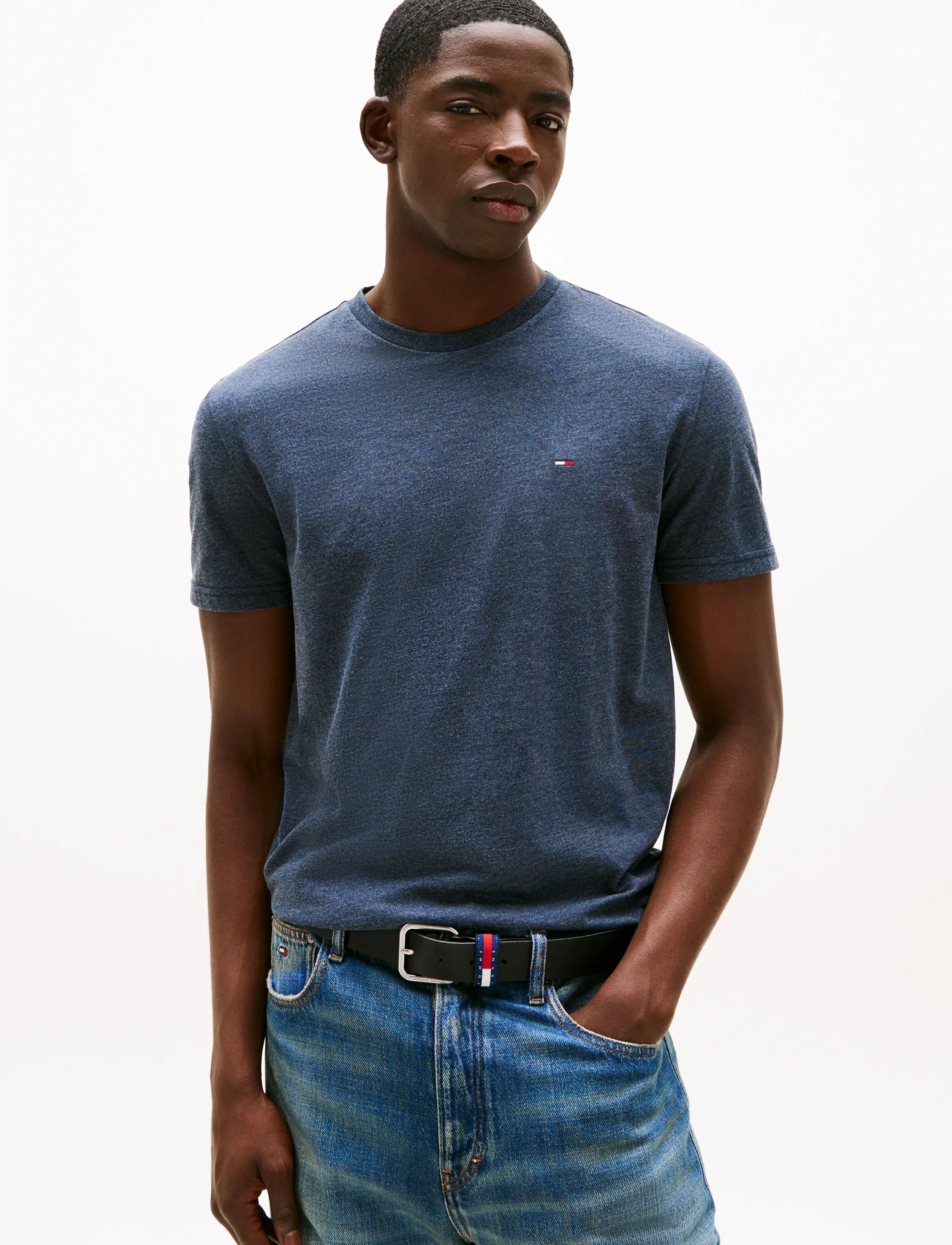 Tommy Jeans TJM XSLIM JASPE HTR TEE EXT - Uus - DARK NIGHT NAVY HTR / navy