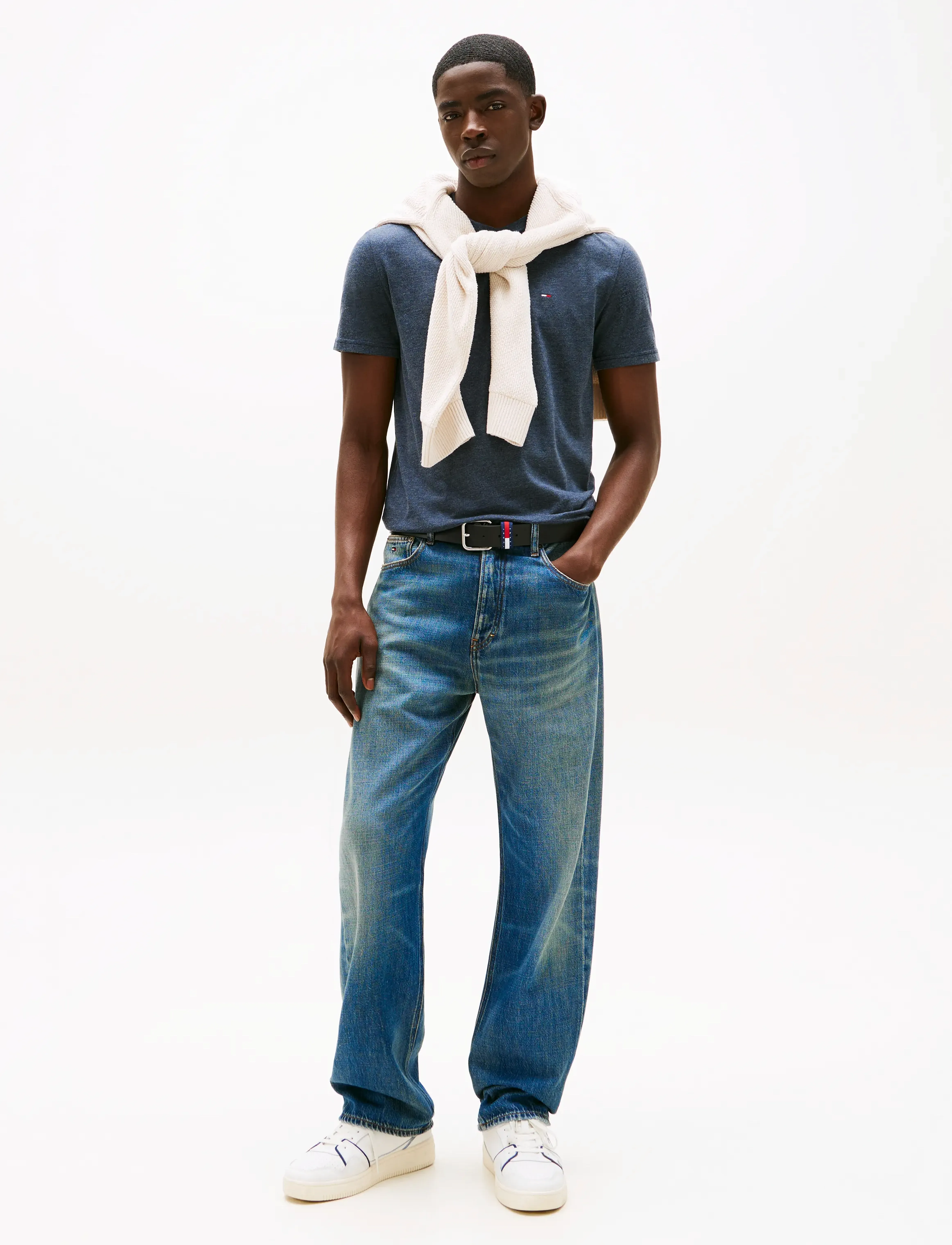 Tommy Jeans - TJM XSLIM JASPE HTR TEE EXT - kortærmede t-shirts - dark night navy htr - 3