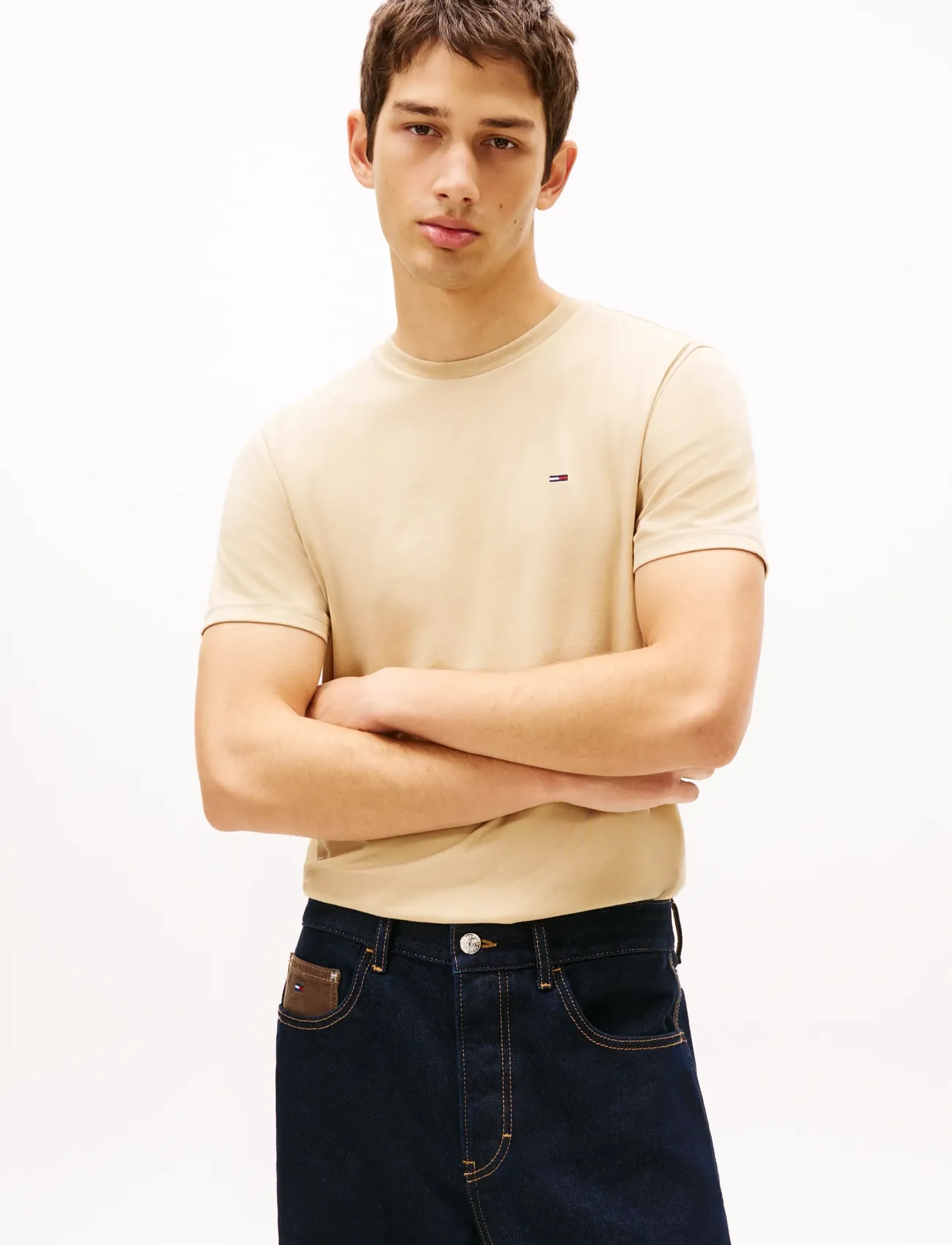 Tommy Jeans TJM XSLIM JASPE HTR TEE EXT - Tommy Hilfiger - GULF SAND HTR / beige