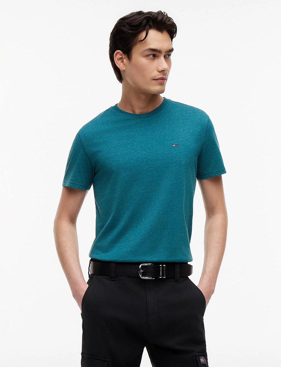 Tommy Jeans - TJM XSLIM JASPE HTR TEE EXT - short-sleeved t-shirts - polar teal - 0
