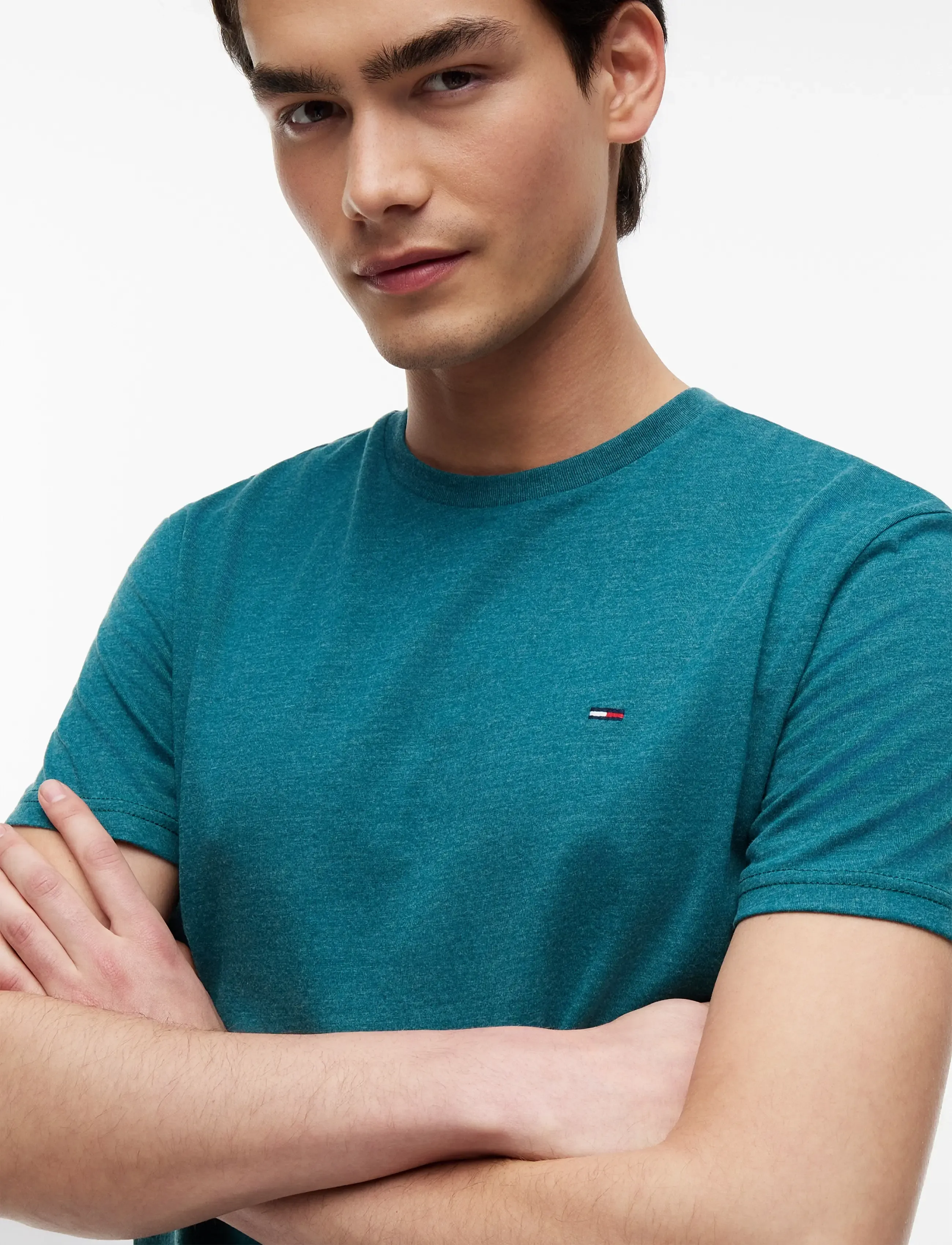 Tommy Jeans - TJM XSLIM JASPE HTR TEE EXT - kortärmade t-shirts - polar teal - 3