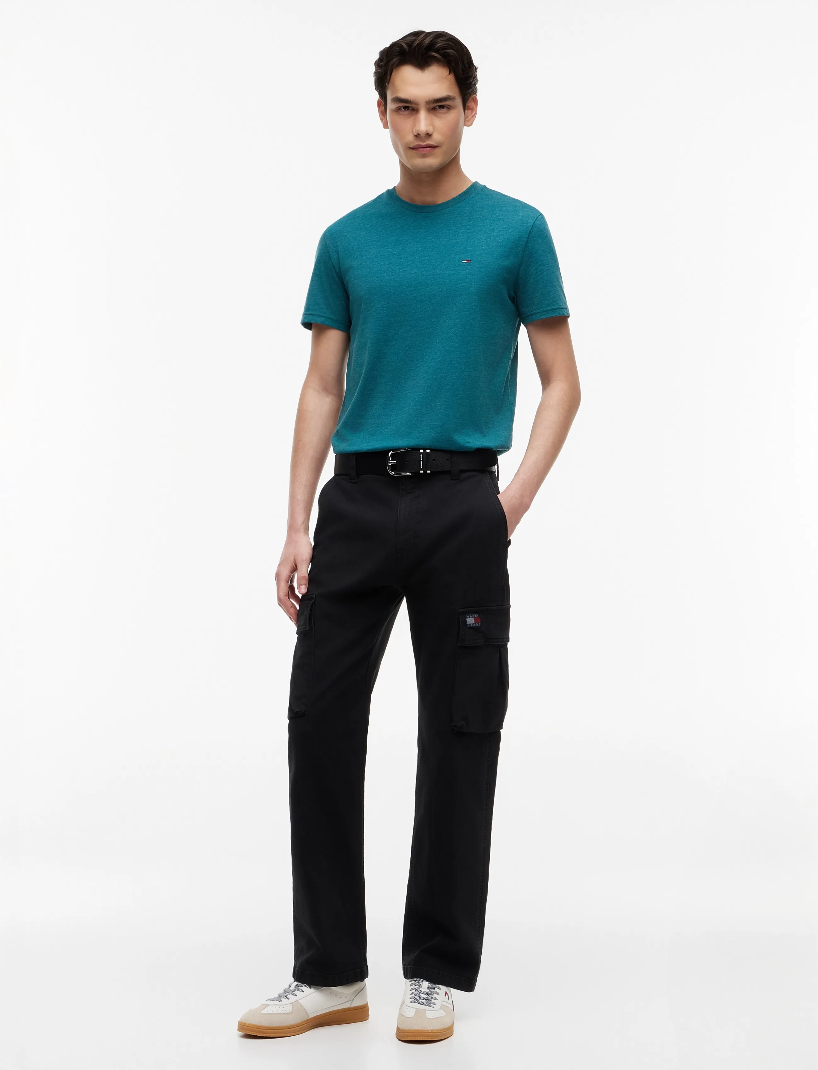 Tommy Jeans - TJM XSLIM JASPE HTR TEE EXT - kortärmade t-shirts - polar teal - 4