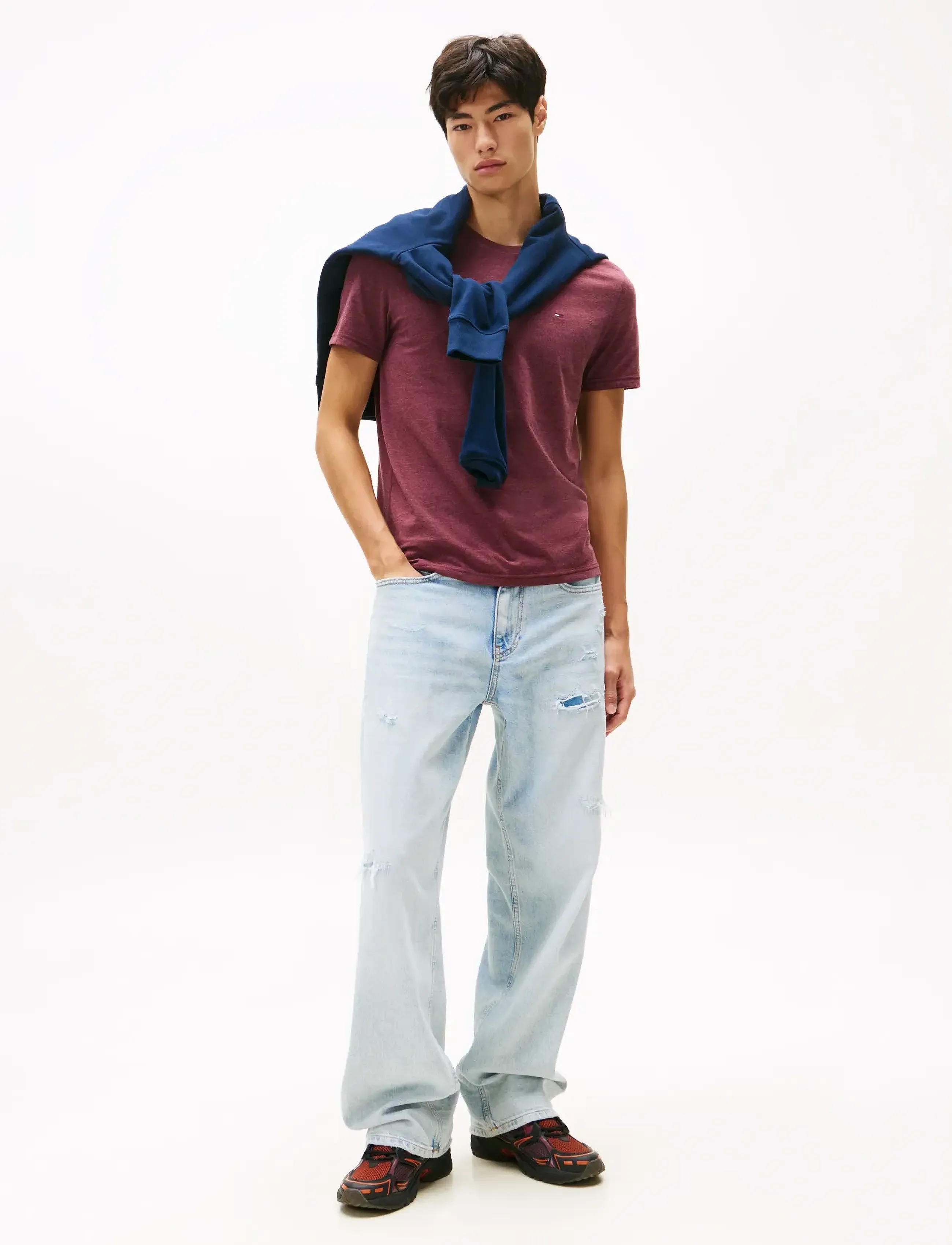 Tommy Jeans - TJM XSLIM JASPE HTR TEE EXT - laveste priser - red wine htr - 3
