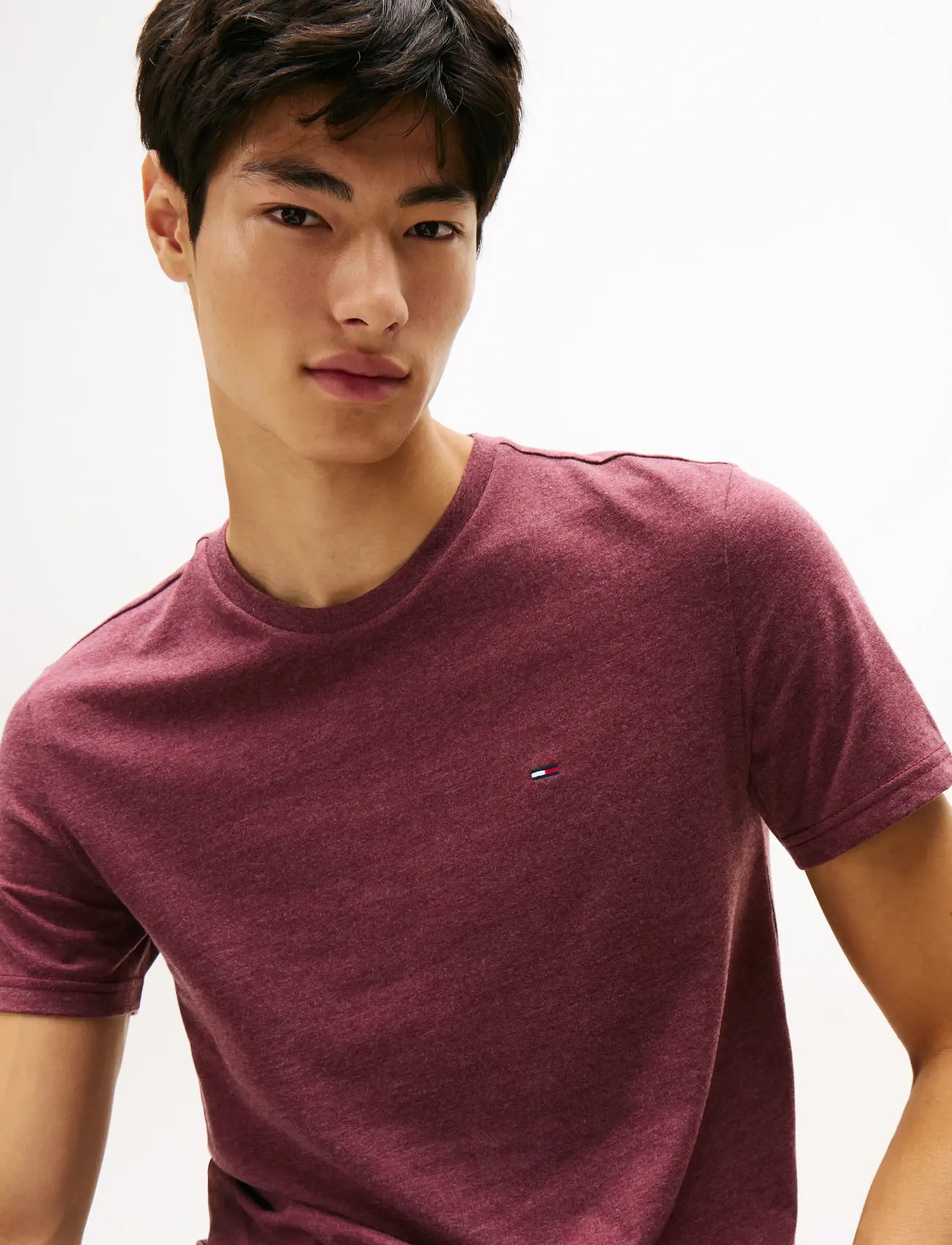 Tommy Jeans - TJM XSLIM JASPE HTR TEE EXT - lägsta priserna - red wine htr - 5