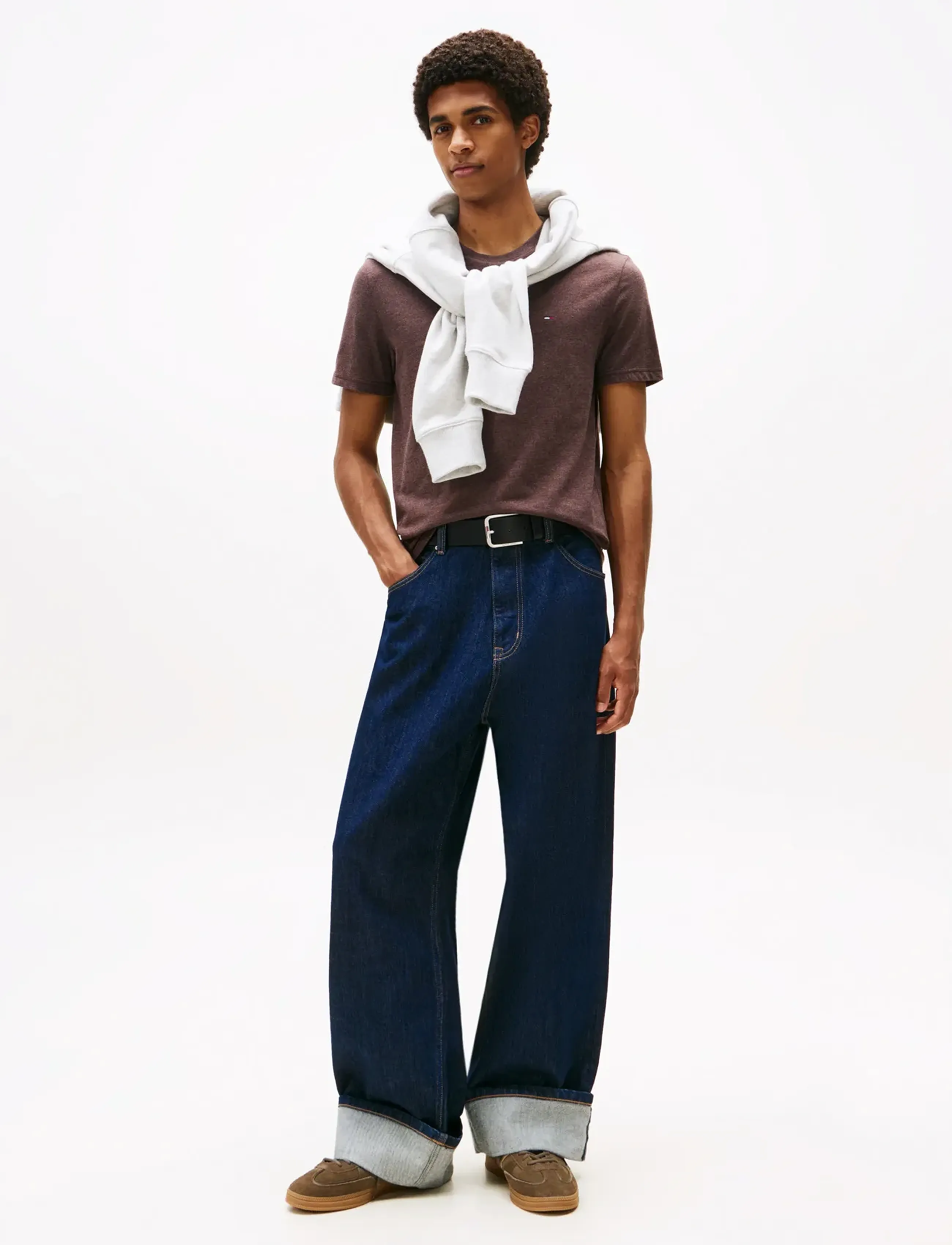 Tommy Jeans - TJM XSLIM JASPE HTR TEE EXT - laveste priser - rich brown htr - 3