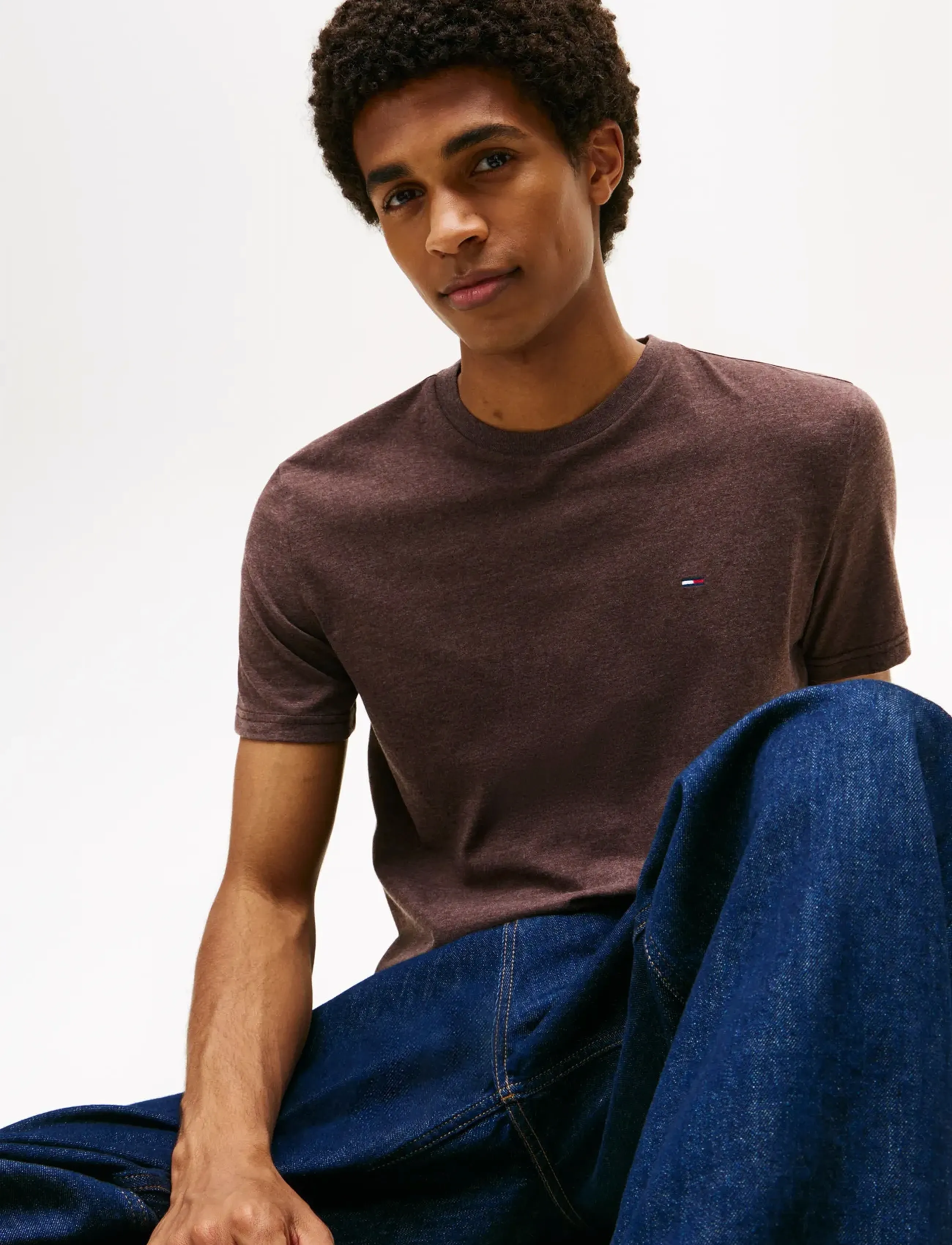 Tommy Jeans - TJM XSLIM JASPE HTR TEE EXT - laveste priser - rich brown htr - 5