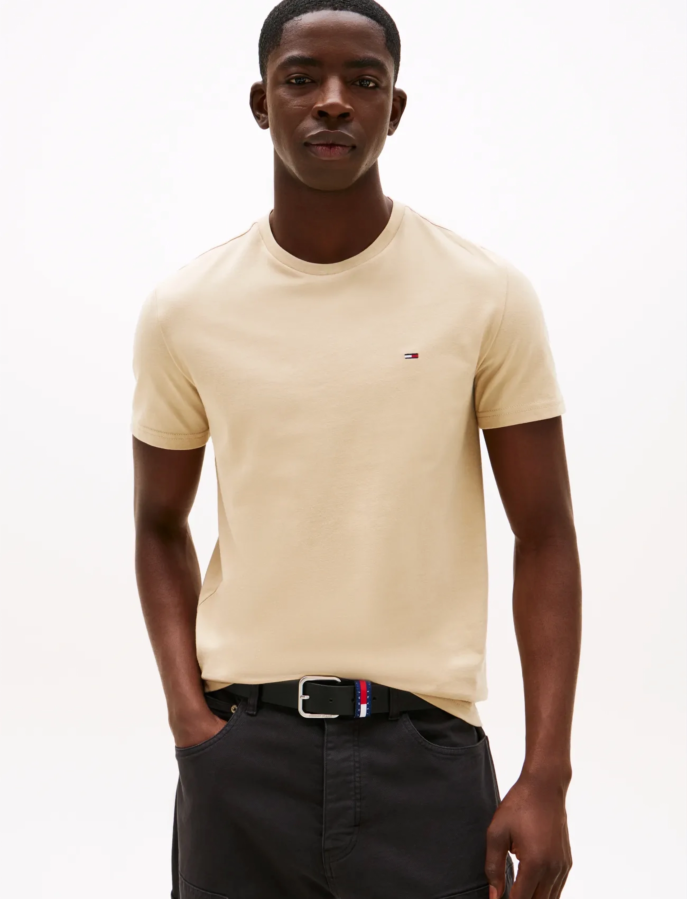 Tommy Jeans Tjm Xslim Jaspe Htr Tee Ext, Mænd, Slim Fit T-Shirt, Beige, Str: S