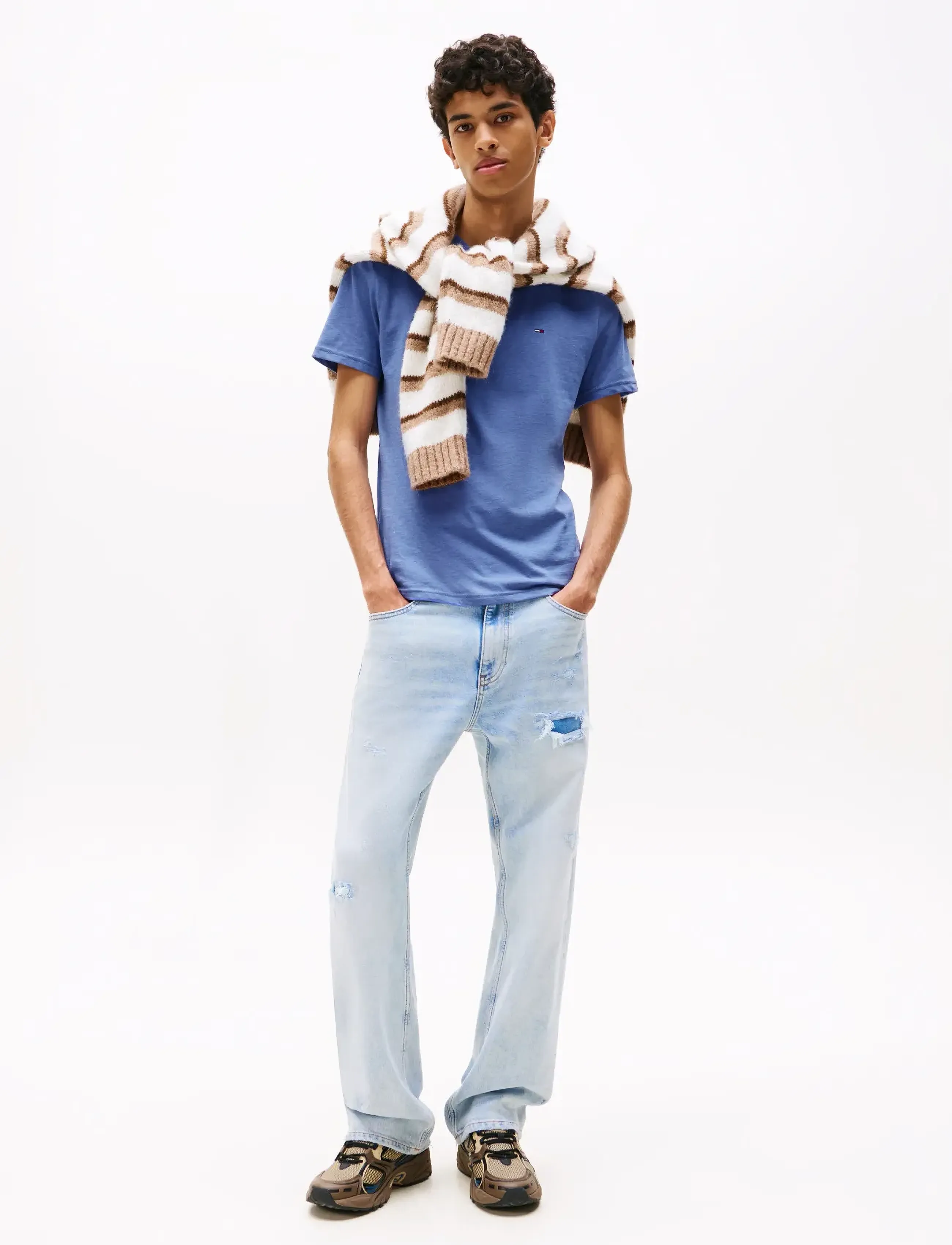 Tommy Jeans - TJM XSLIM JASPE HTR TEE EXT - kortærmede t-shirts - soft sapphire htr - 2