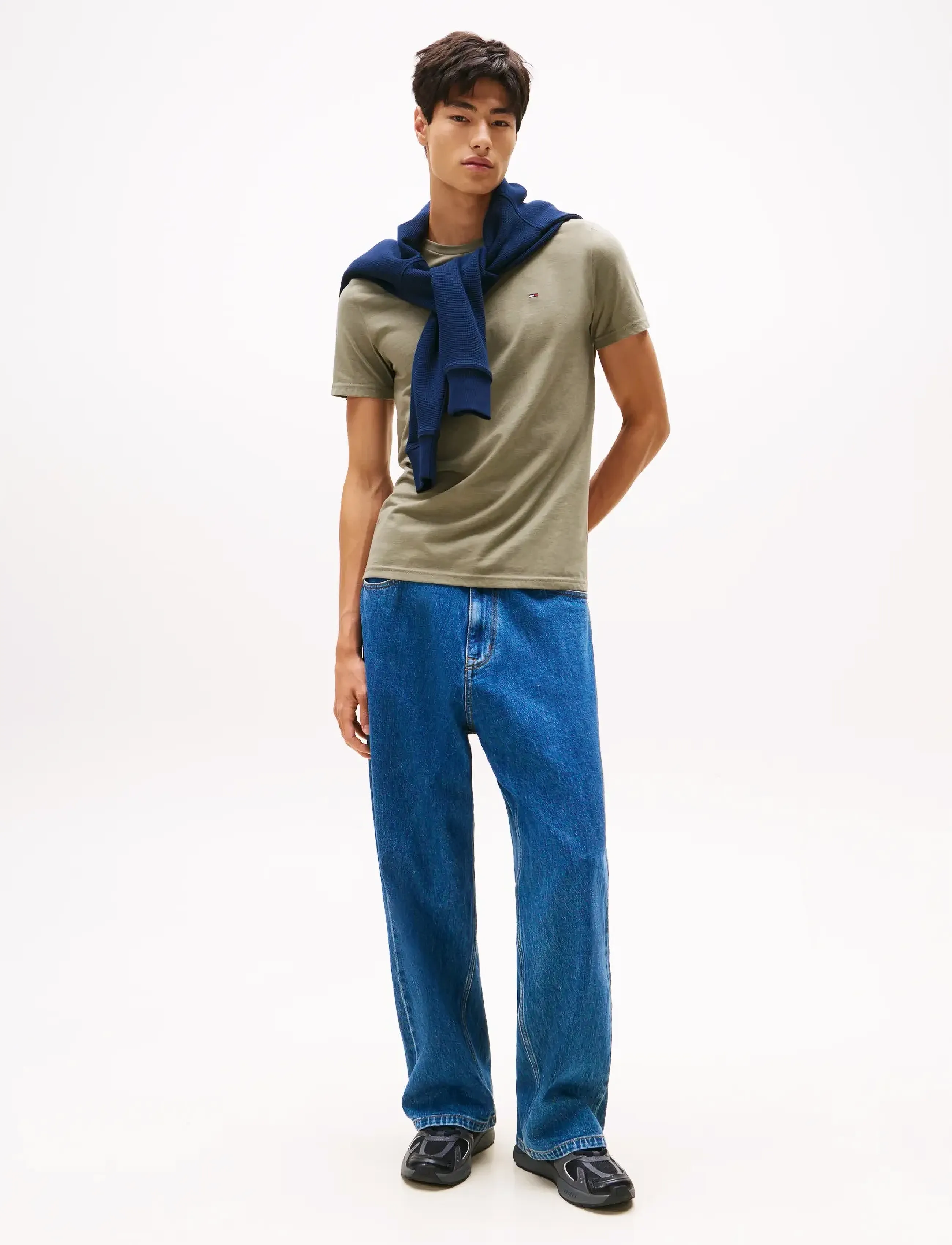 Tommy Jeans - TJM XSLIM JASPE HTR TEE EXT - kortærmede t-shirts - utility sage htr - 2