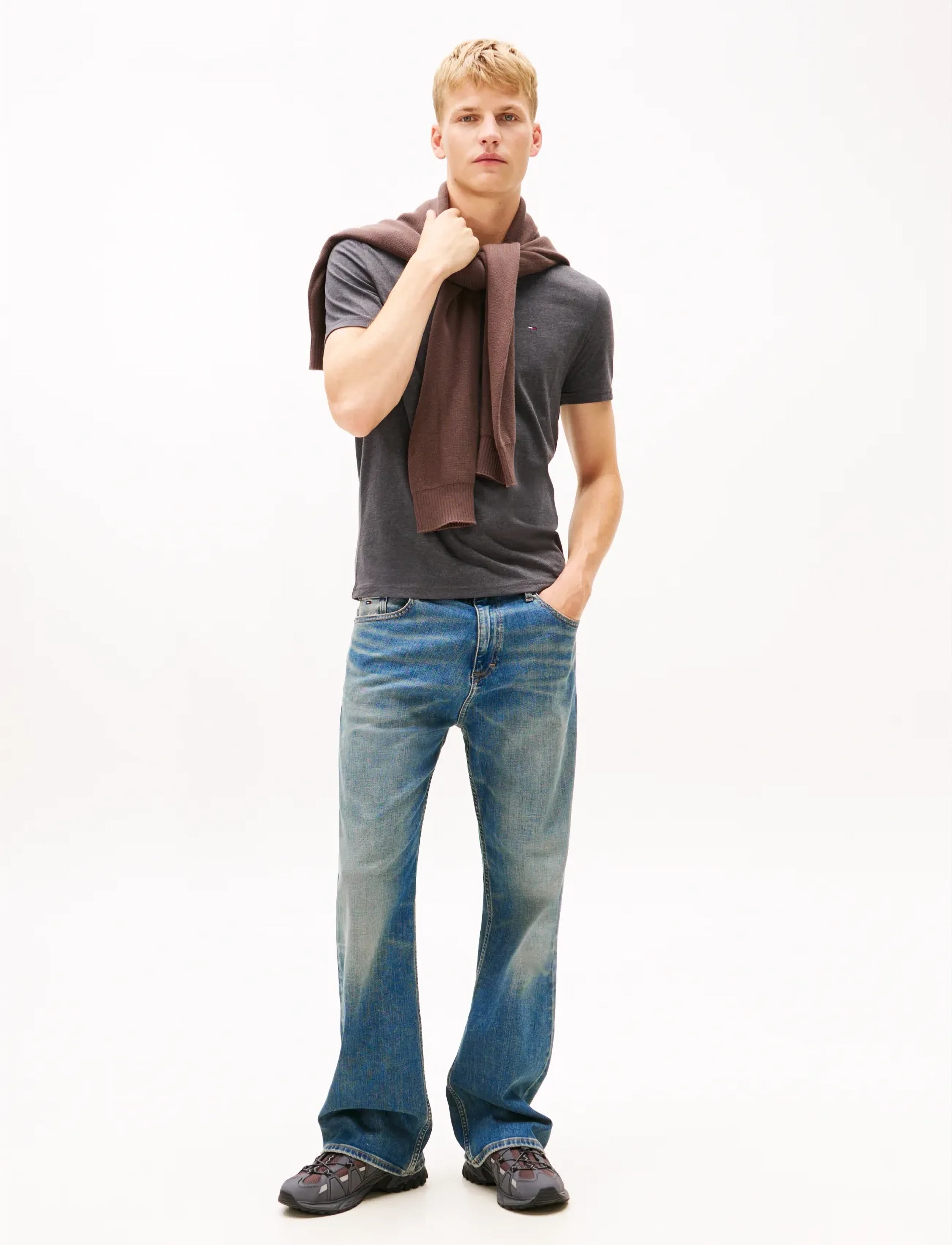 Tommy Jeans - TJM XSLIM JASPE HTR TEE EXT - kurzärmelig - washed black htr - 3