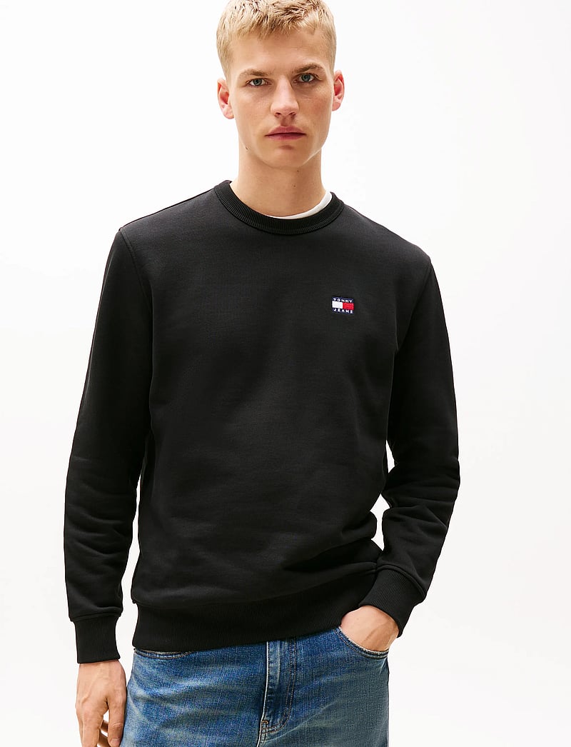 Tommy Jeans - TJM REG BADGE CREW EXT - swetry - black - 0