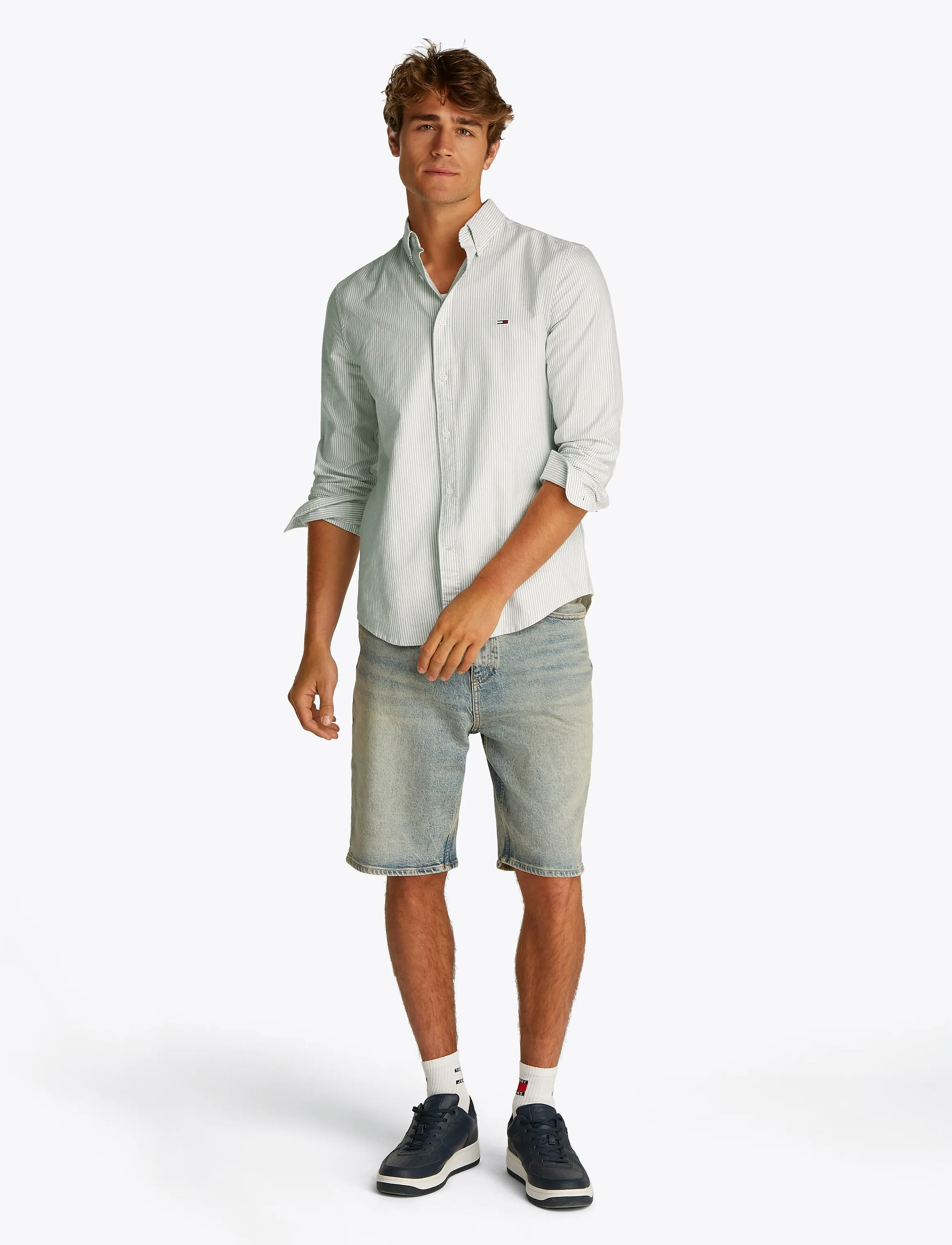 Tommy Jeans - TJM SLIM STRIPE OXFORD SHIRT EXT - aruba green stripe - 4