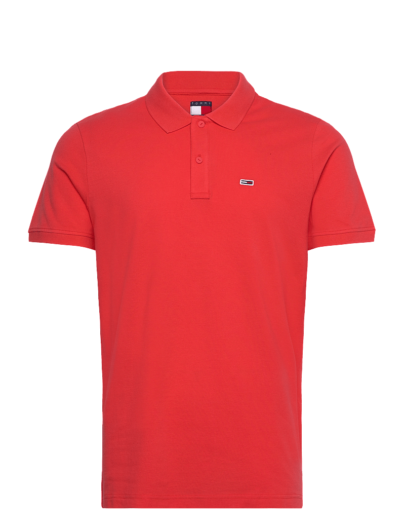 Tommy Jeans - TJM SLIM PLACKET POLO EXT - lühikeste varrukatega polod - bright vermillion - 1