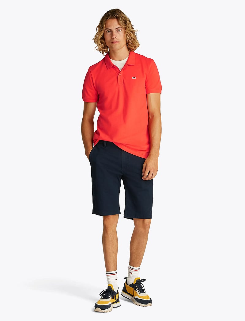 Tommy Jeans - TJM SLIM PLACKET POLO EXT - lühikeste varrukatega polod - bright vermillion - 4