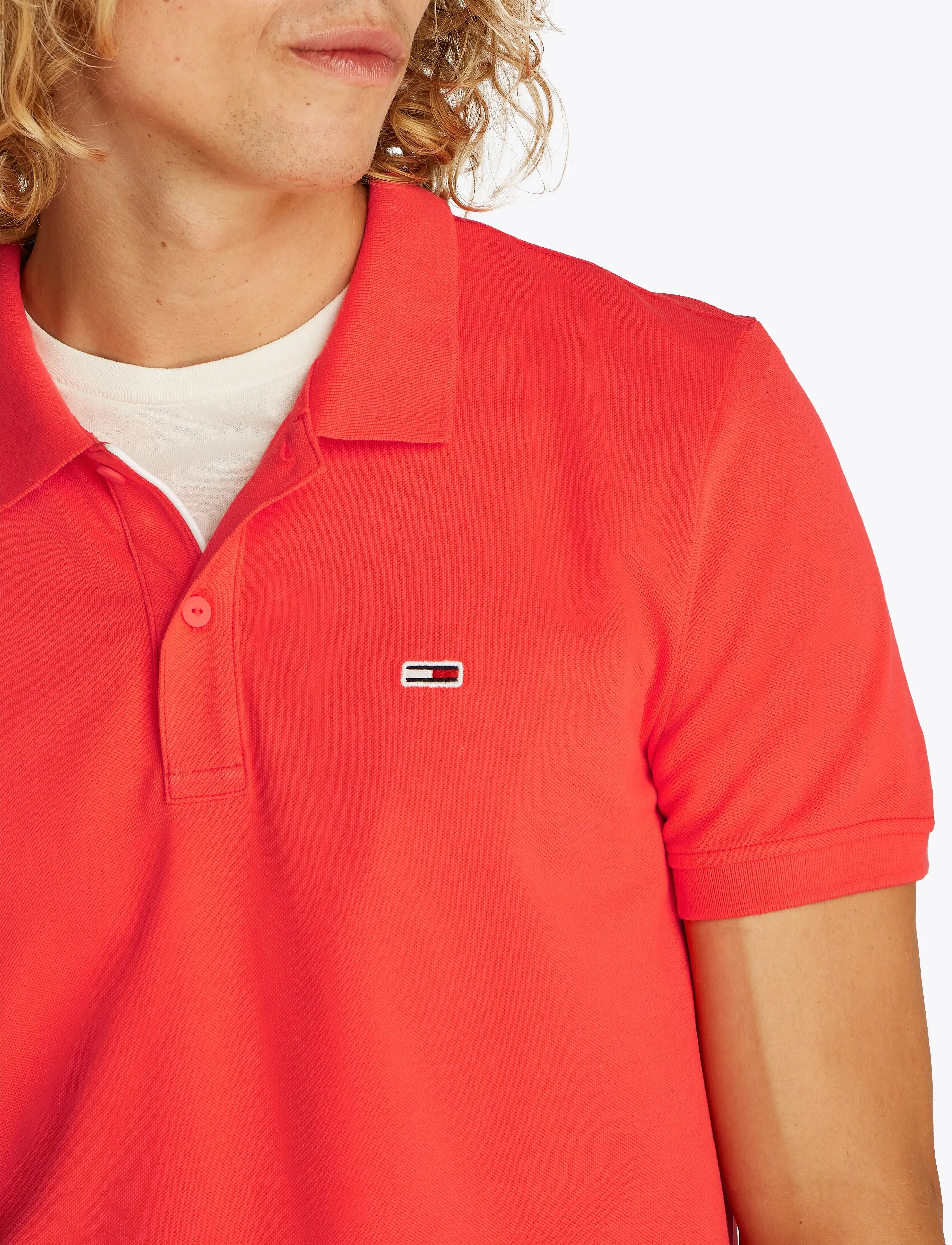 Tommy Jeans - TJM SLIM PLACKET POLO EXT - bright vermillion - 5
