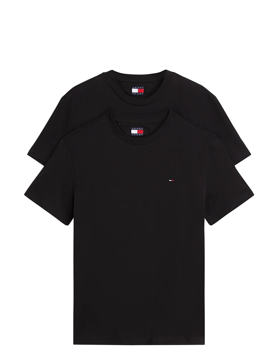 Tommy Jeans - 2 Pack Extra Slim Logo T-Shirt - t-särkide multipakk - black black - 1