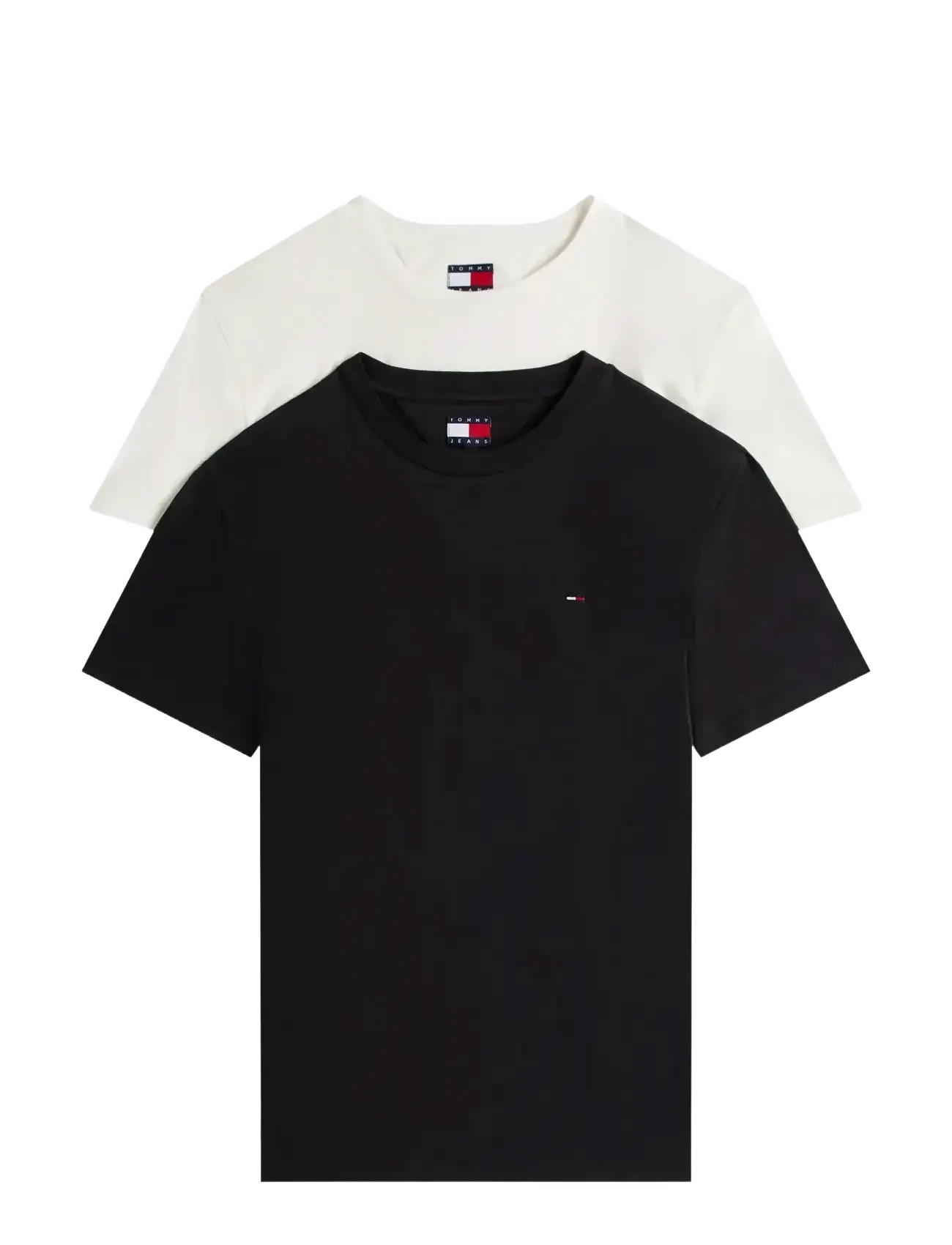 Tommy Jeans TJM XSLIM 2PACK JERSEY TEE EXT - Kläder - BLACK ECRU / multi