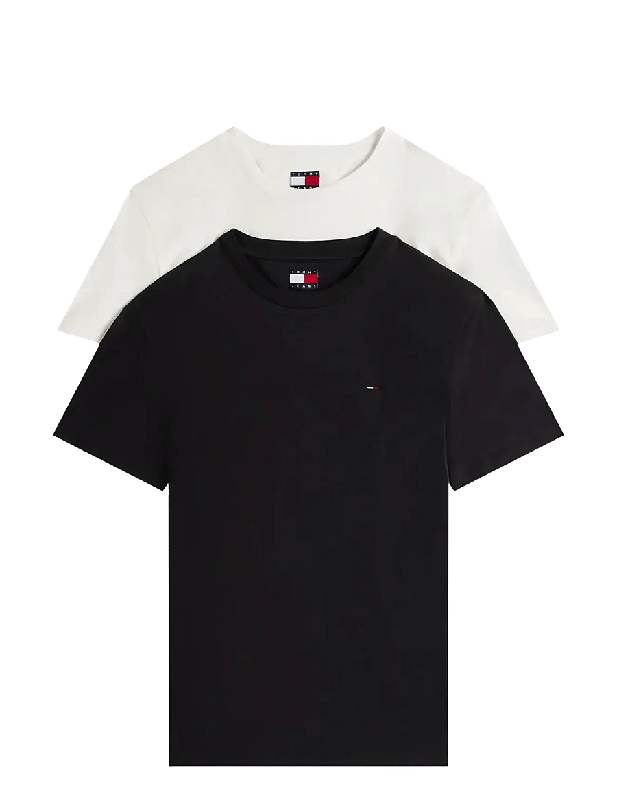 Tommy Jeans - TJM XSLIM 2PACK JERSEY TEE EXT - t-paidat monipakkauksessa - black ecru - 1