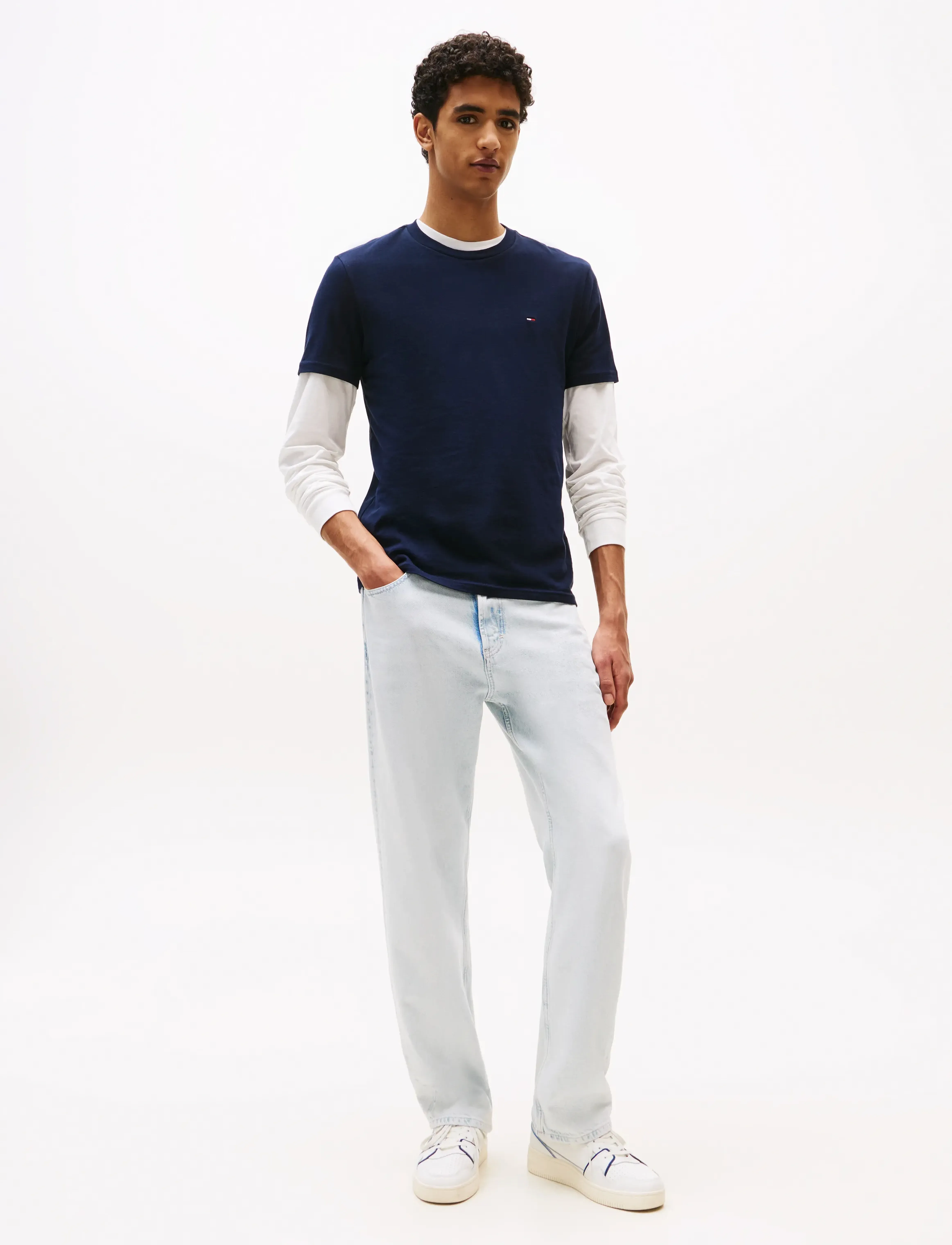 Tommy Jeans - TJM XSLIM 2PACK JERSEY TEE EXT - kortärmade t-shirts - dark night navy/ecru - 3