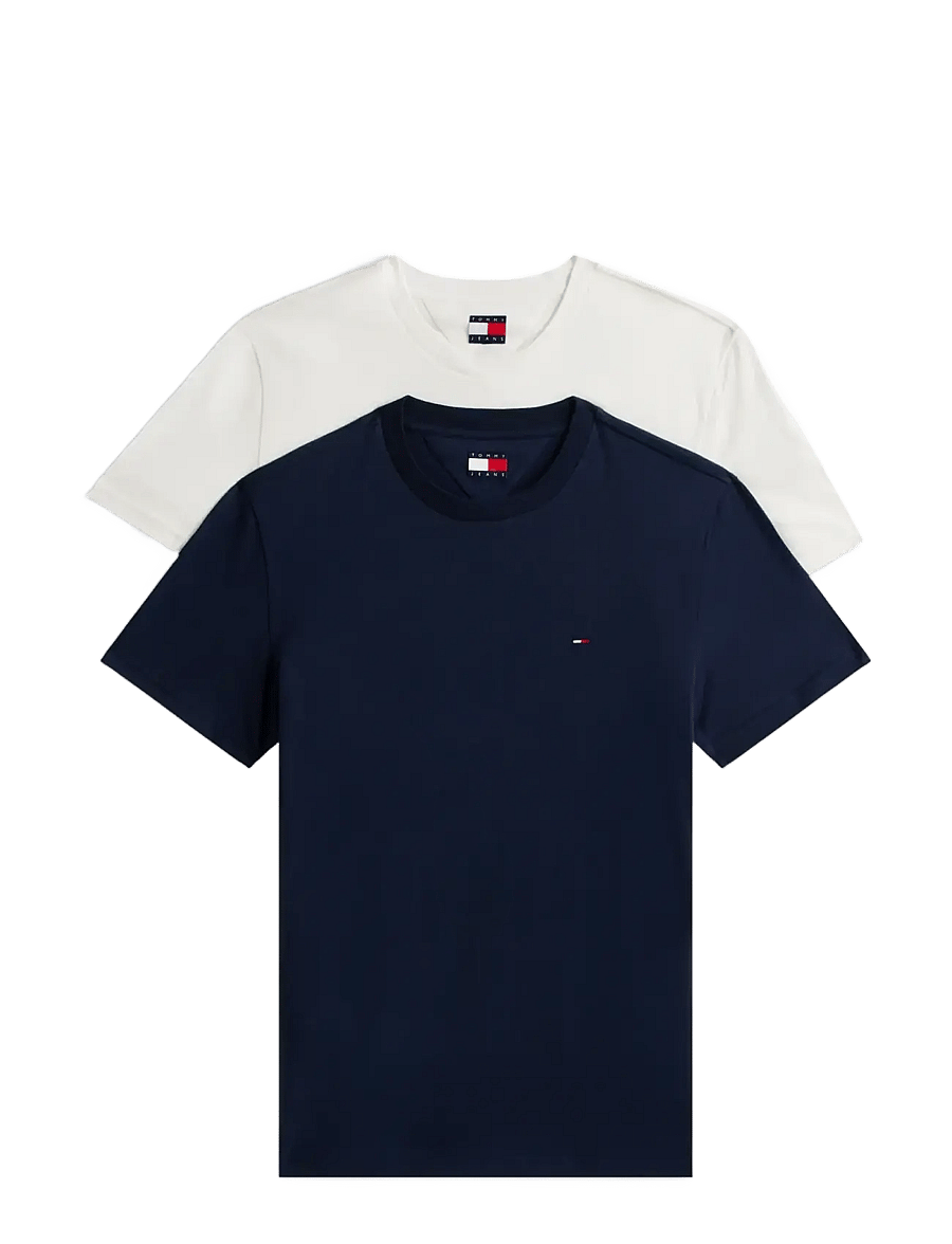 Tommy Jeans - TJM XSLIM 2PACK JERSEY TEE EXT - lot de plusieurs t-shirts - ecru dark night navy - 1
