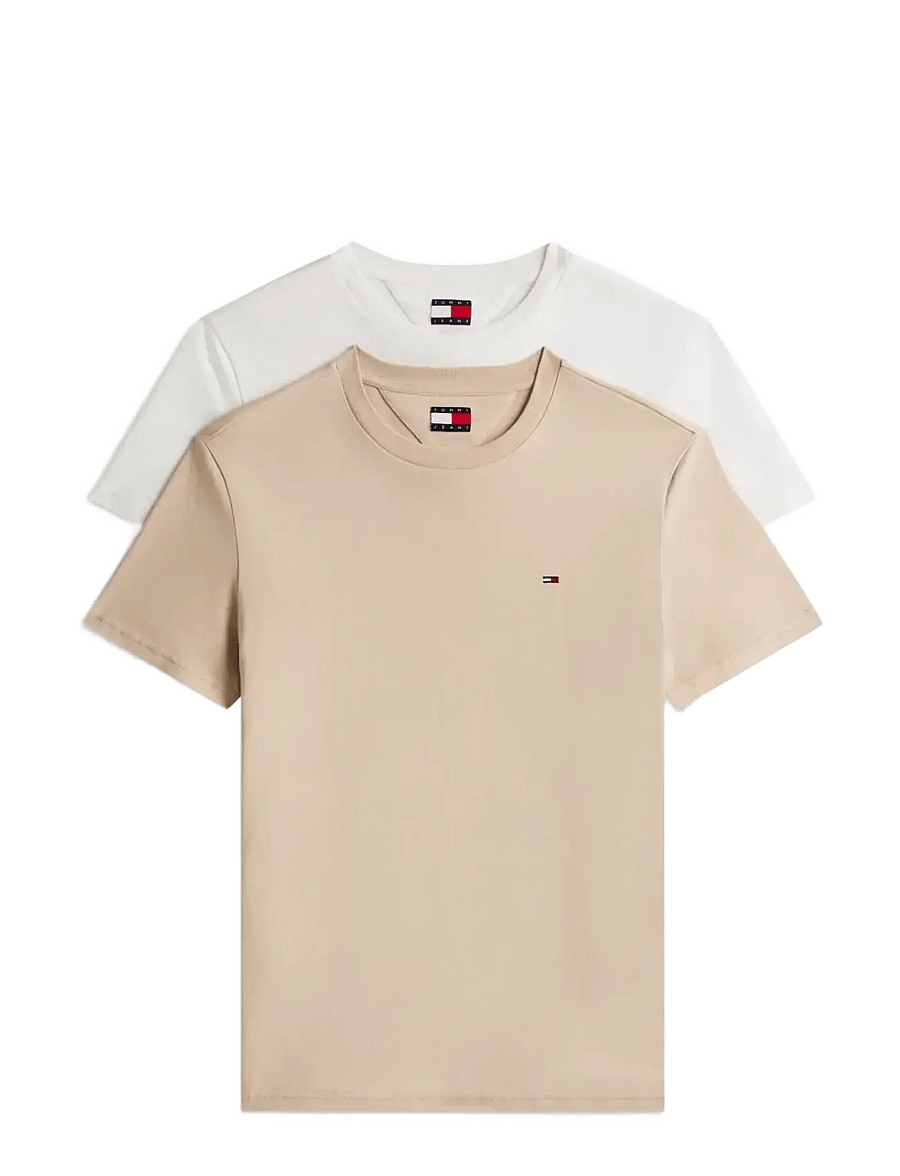 Tommy Jeans - TJM XSLIM 2PACK JERSEY TEE EXT - t-särkide multipakk - ecru white clay - 1
